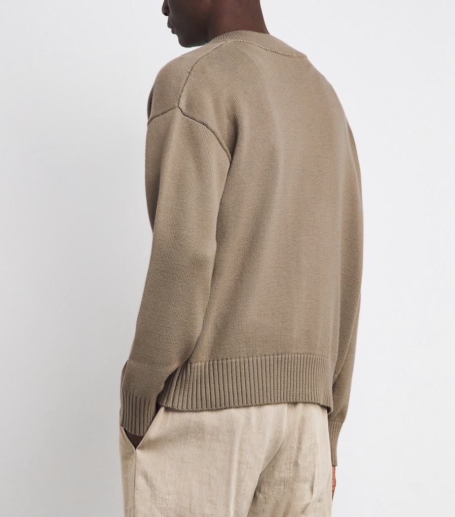 AMI Paris Mens Virgin Wool Ami de Coeur Cardigan Bge Taupe/ecru Image 5