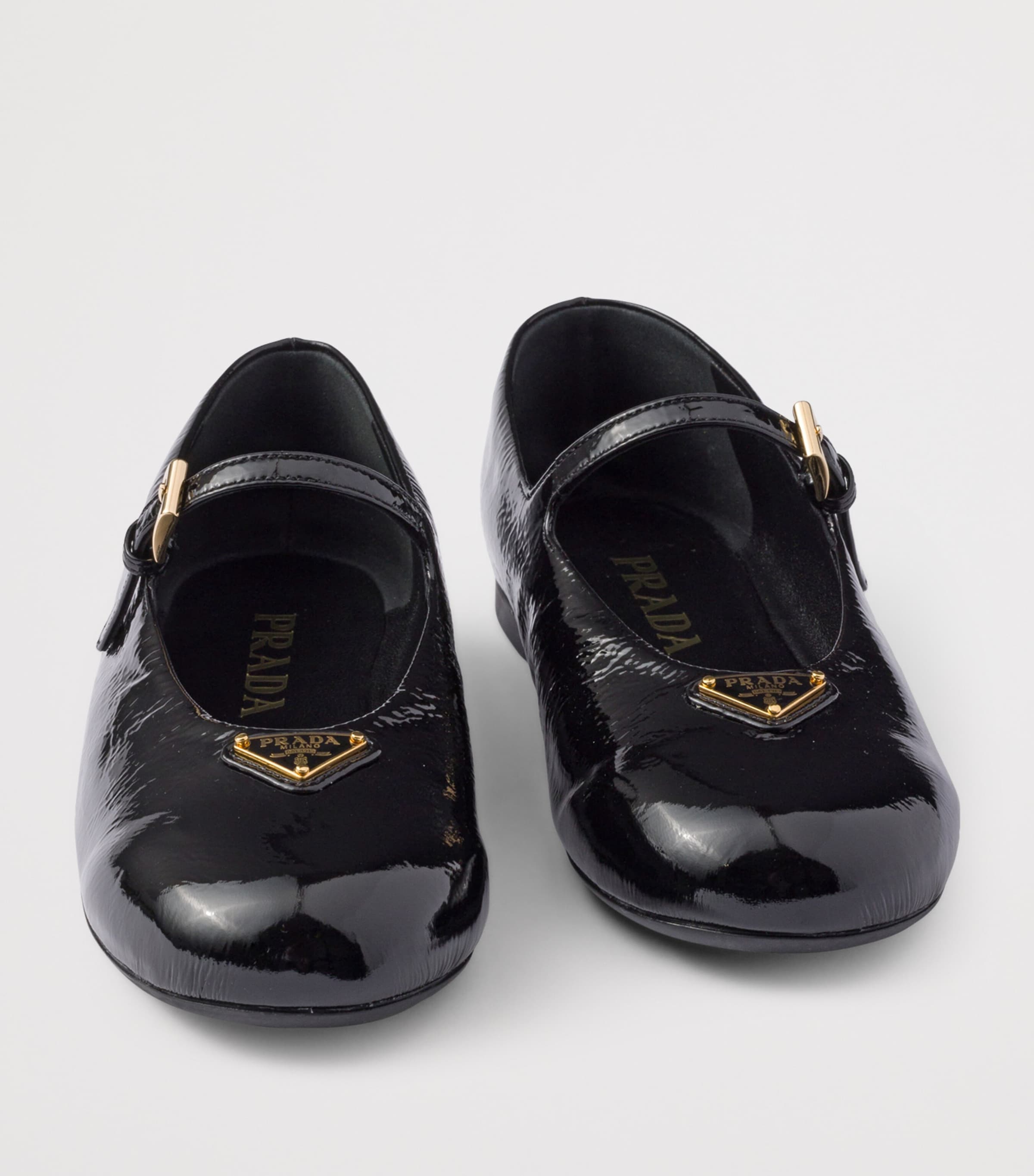 Prada Patent Leather Triangle Ballet Flats Black Image 5