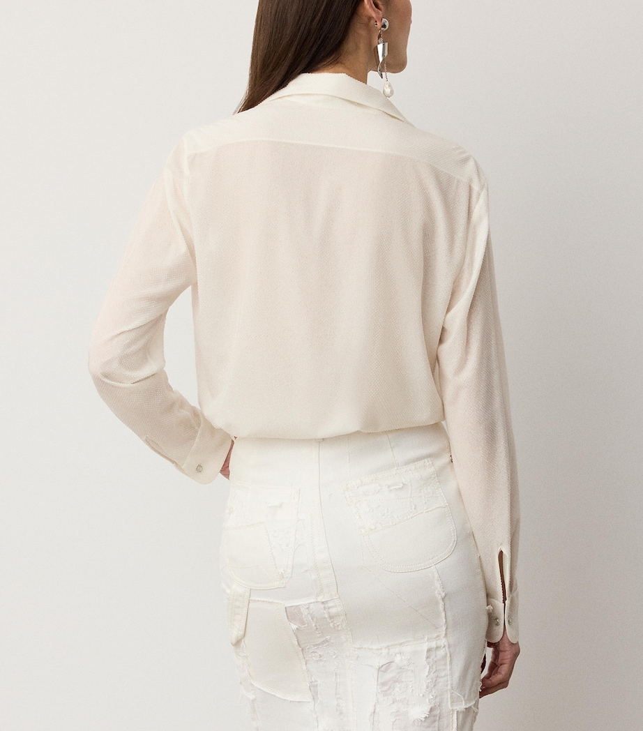 Ralph Lauren Collection Womens Silk Embellished Adrien Shirt Cream Image 4