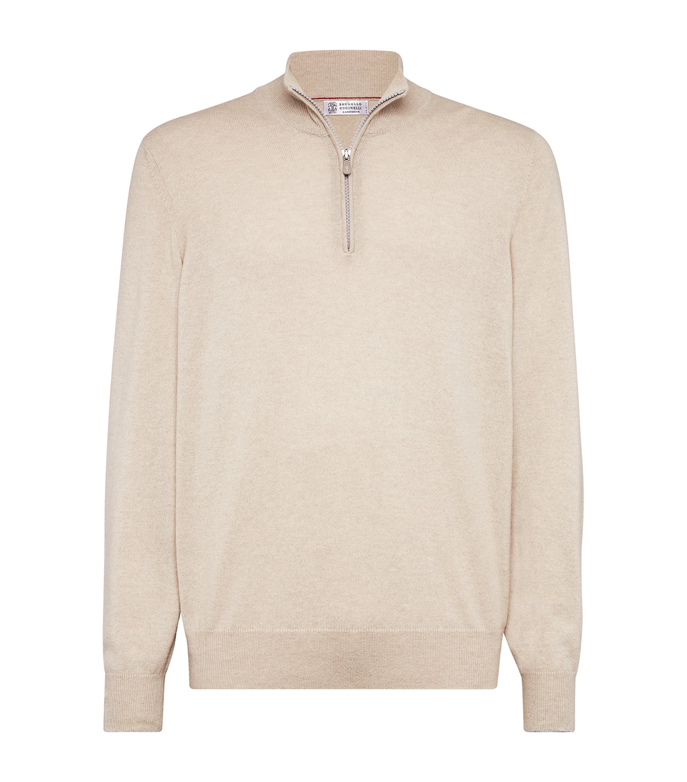 Brunello Cucinelli Cashmere Half-zip Sweater In Beige