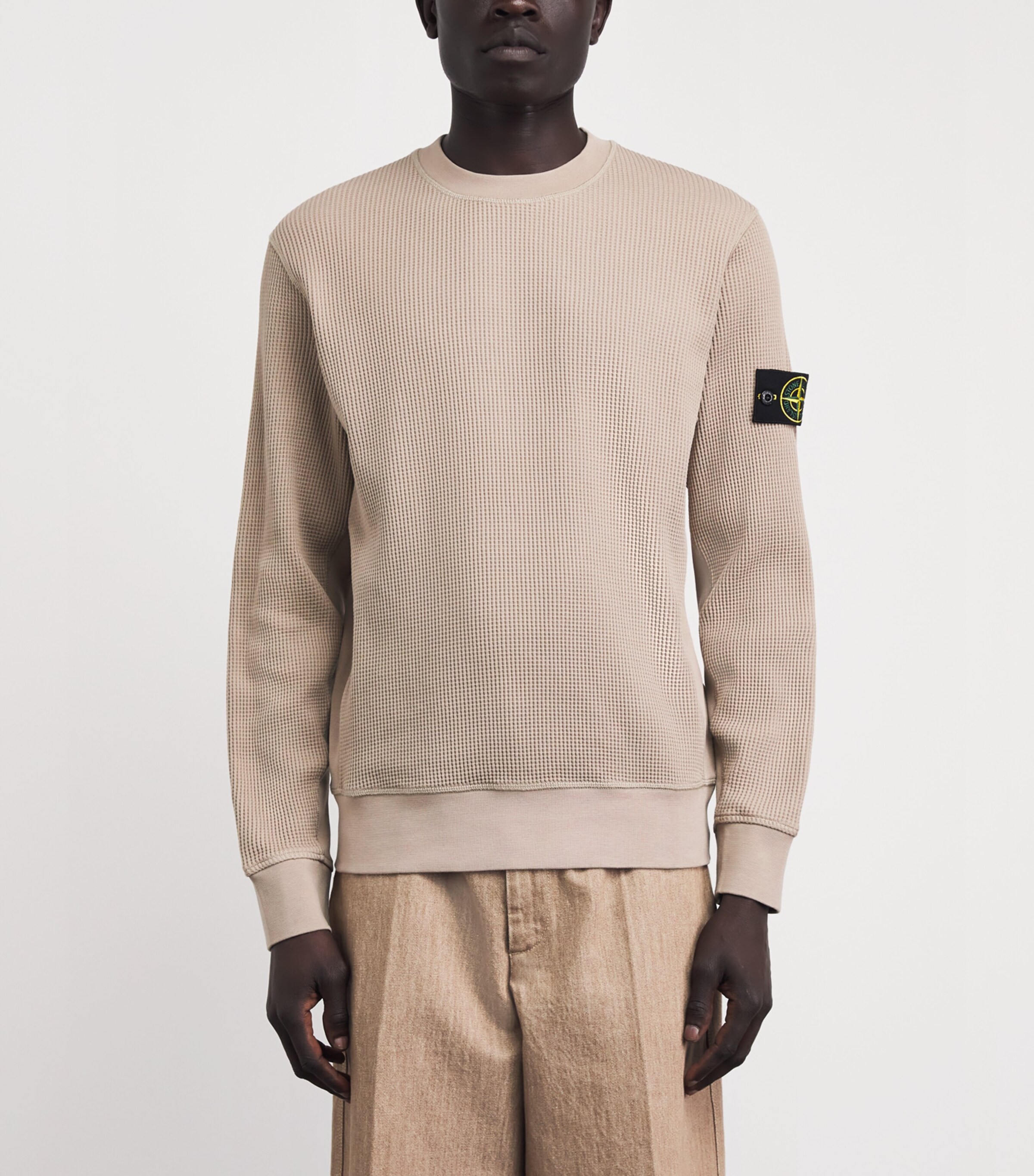 Stone Island Mens Cotton Waffle-Knit Sweater Image 4