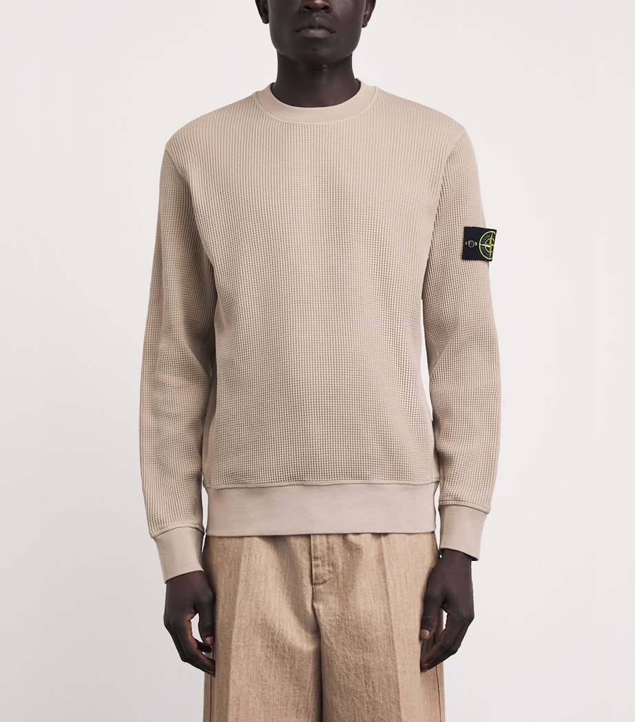 Stone Island Mens Cotton Waffle-Knit Sweater Image 4