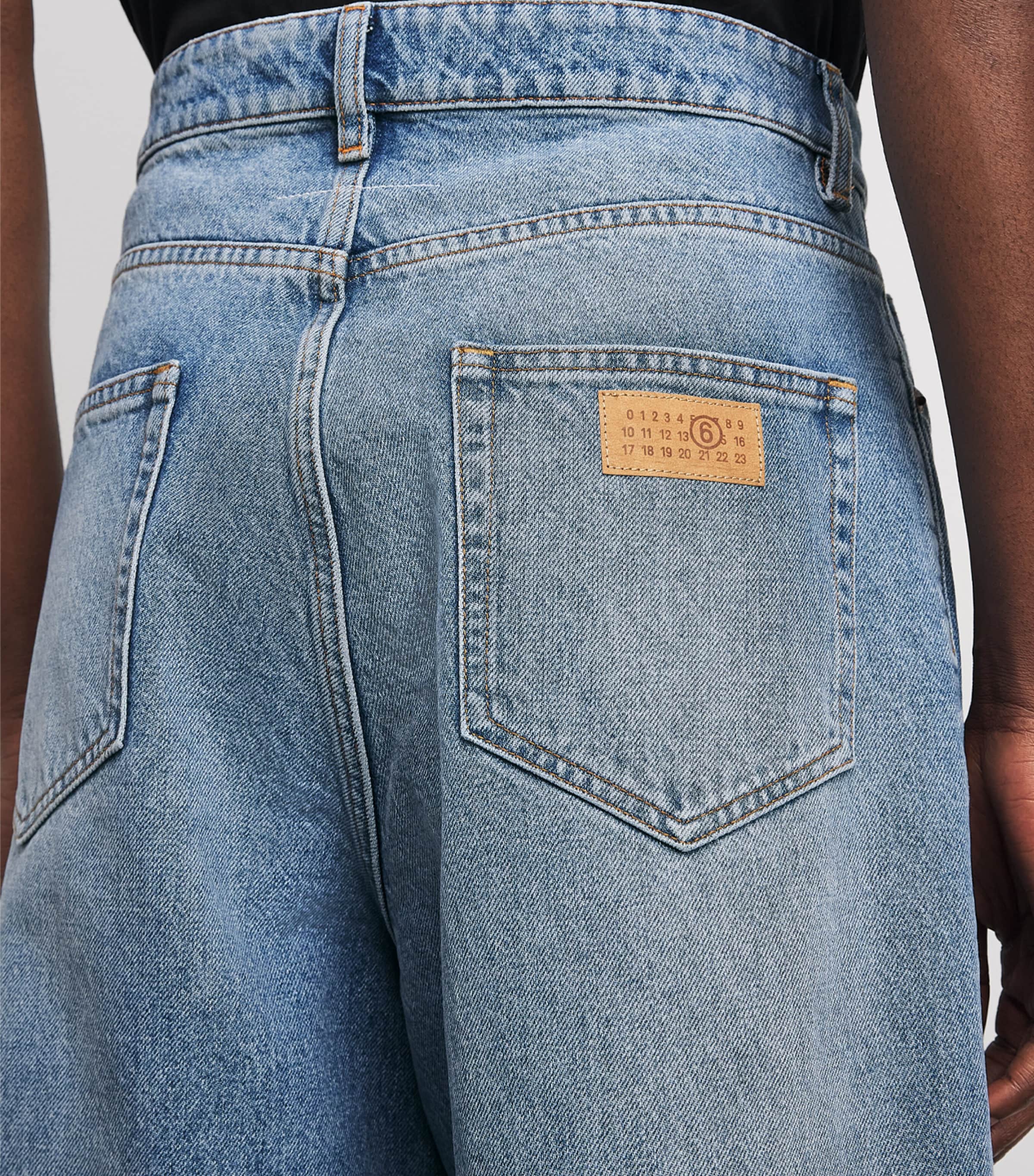 MM6 Maison Margiela Mens Panelled Wide-Leg Jeans Blue Image 3