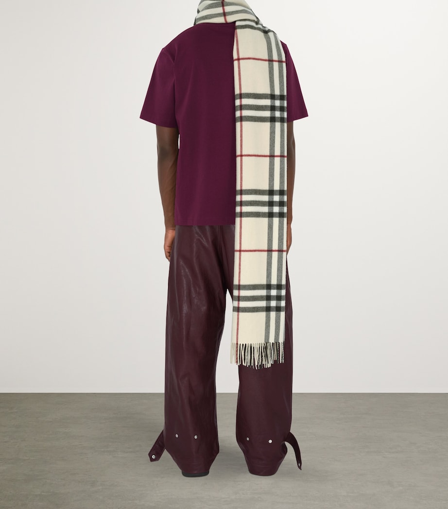 Cashmere Wide Check Scarf STONE Image 5