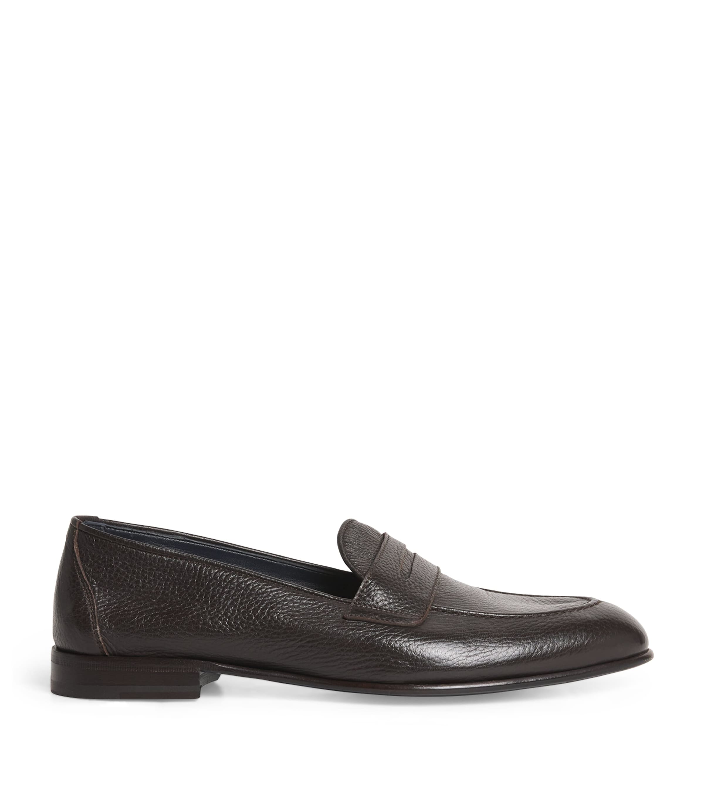 Brioni Leather Appia Loafers In Brown