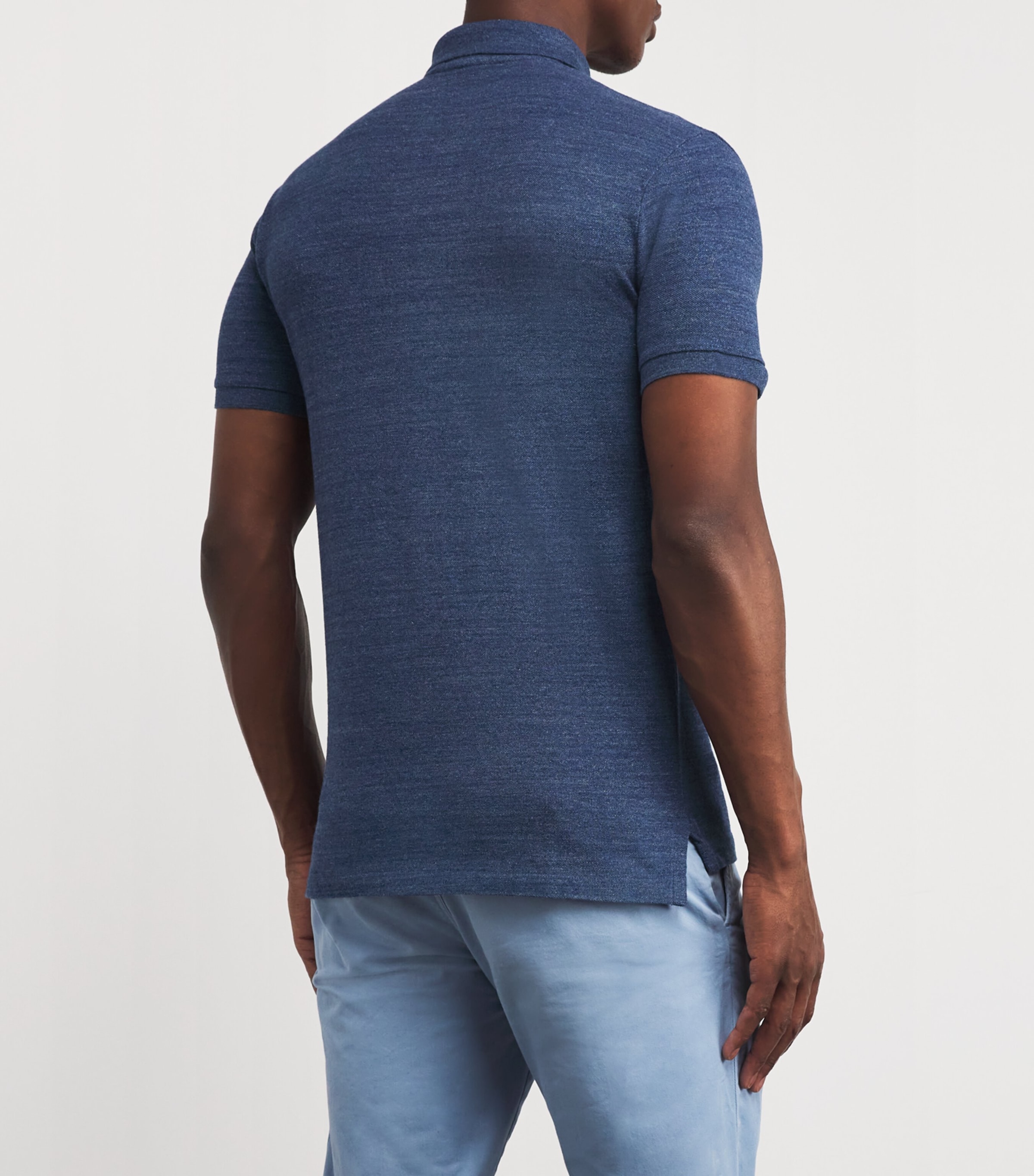 Cotton Mesh Slim-Fit Polo Shirt ROYAL BLUE HEATHER Image 4