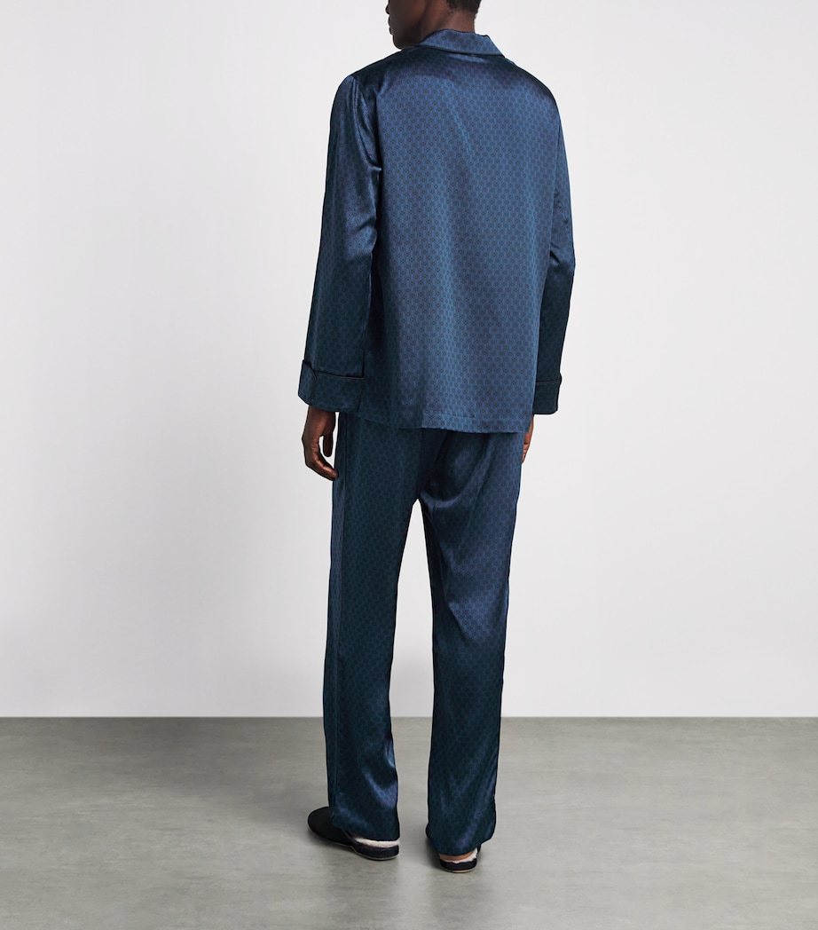 Olivia von Halle Mens Silk Twill Geometric Laurent Pyjama Set Orion Image 4