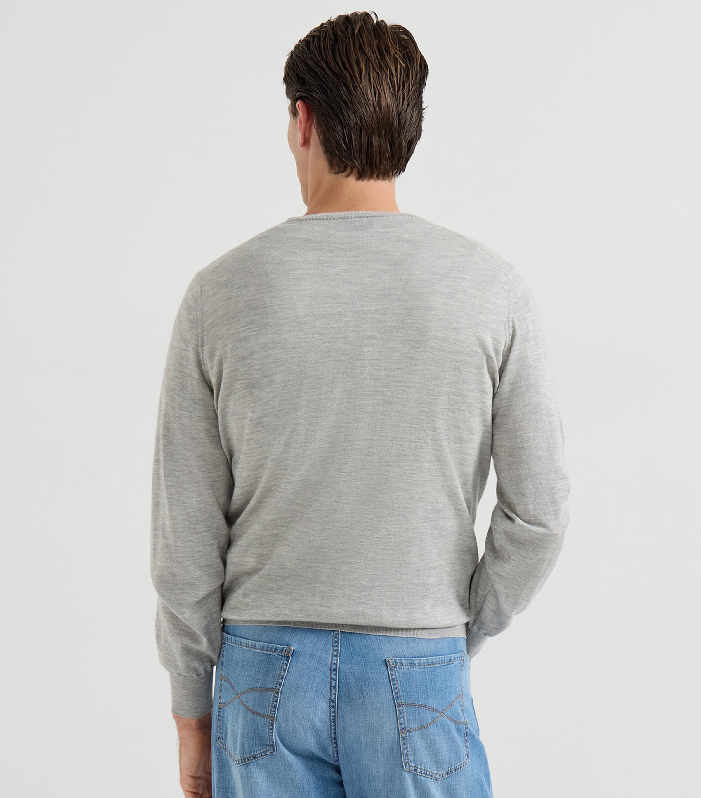 Brunello Cucinelli Mens Cashmere-Silk Crew-Neck Sweater Image 3