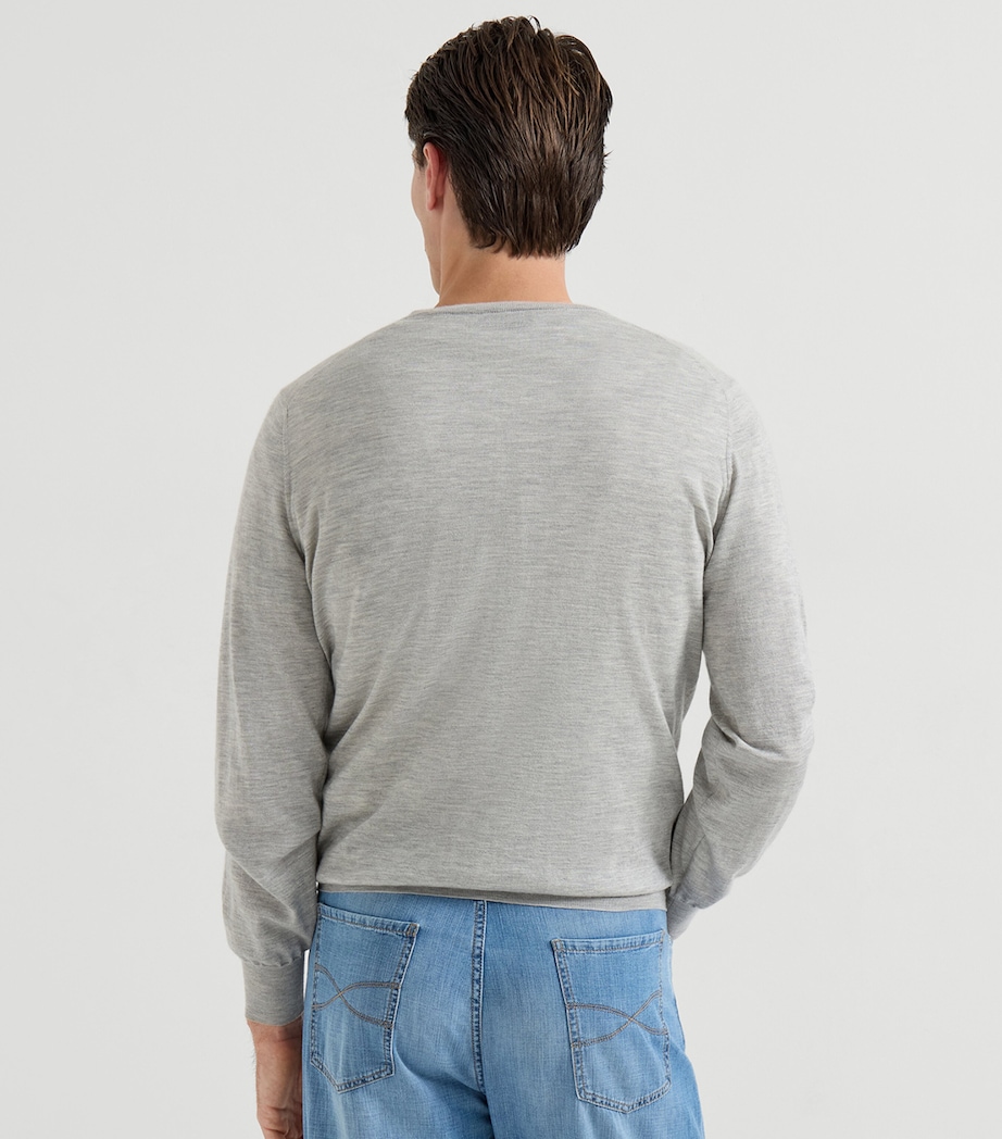 Brunello Cucinelli Mens Cashmere-Silk Crew-Neck Sweater Image 3