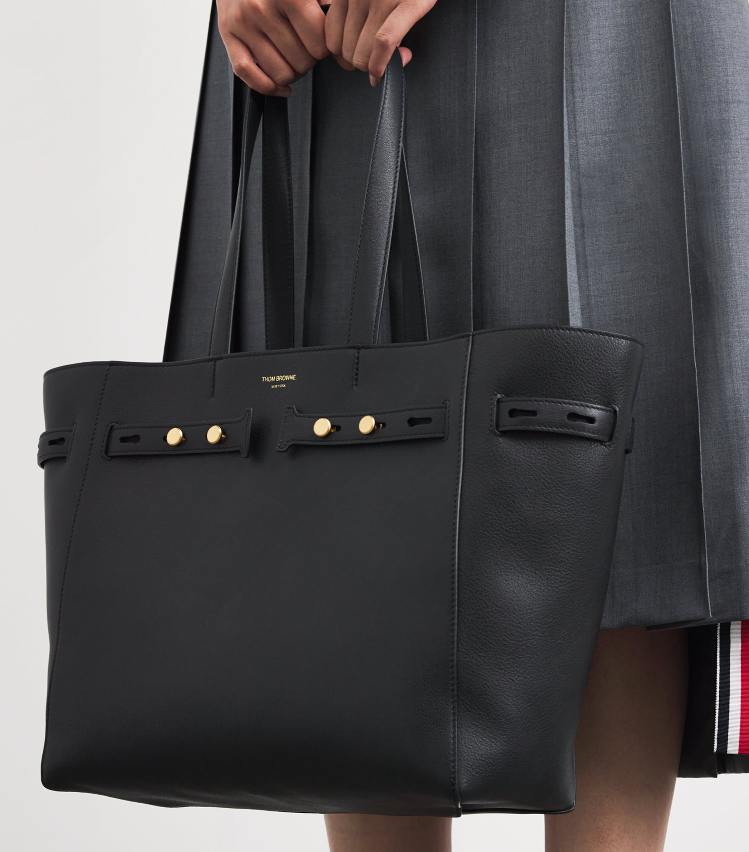 Leather Cabas Tote Bag BLACK Image 2