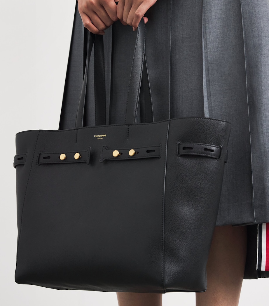 Leather Cabas Tote Bag BLACK Image 2