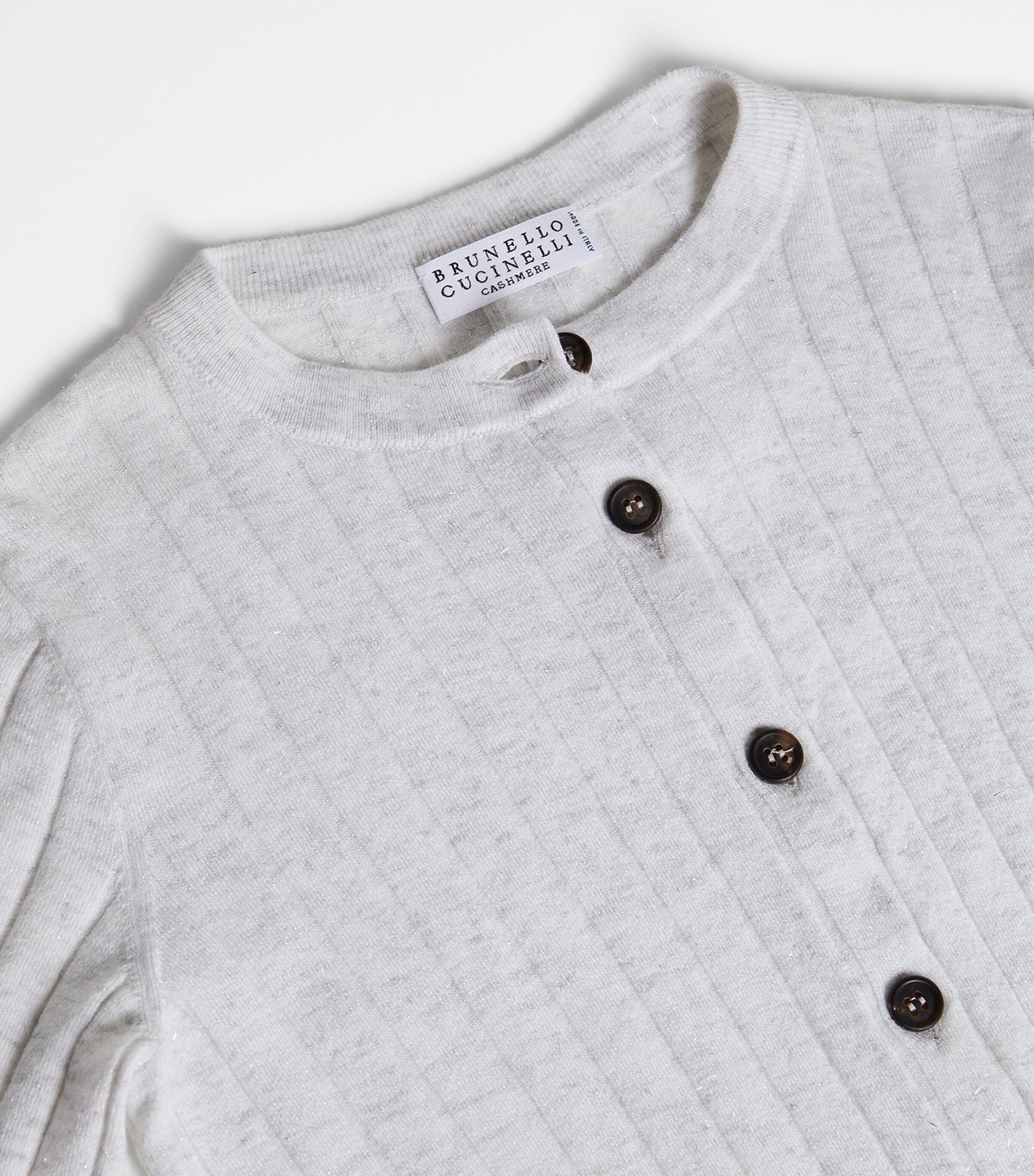 Brunello Cucinelli Kids Cashmere-Blend Ribbed Cardigan (4-6 Years) Image 3