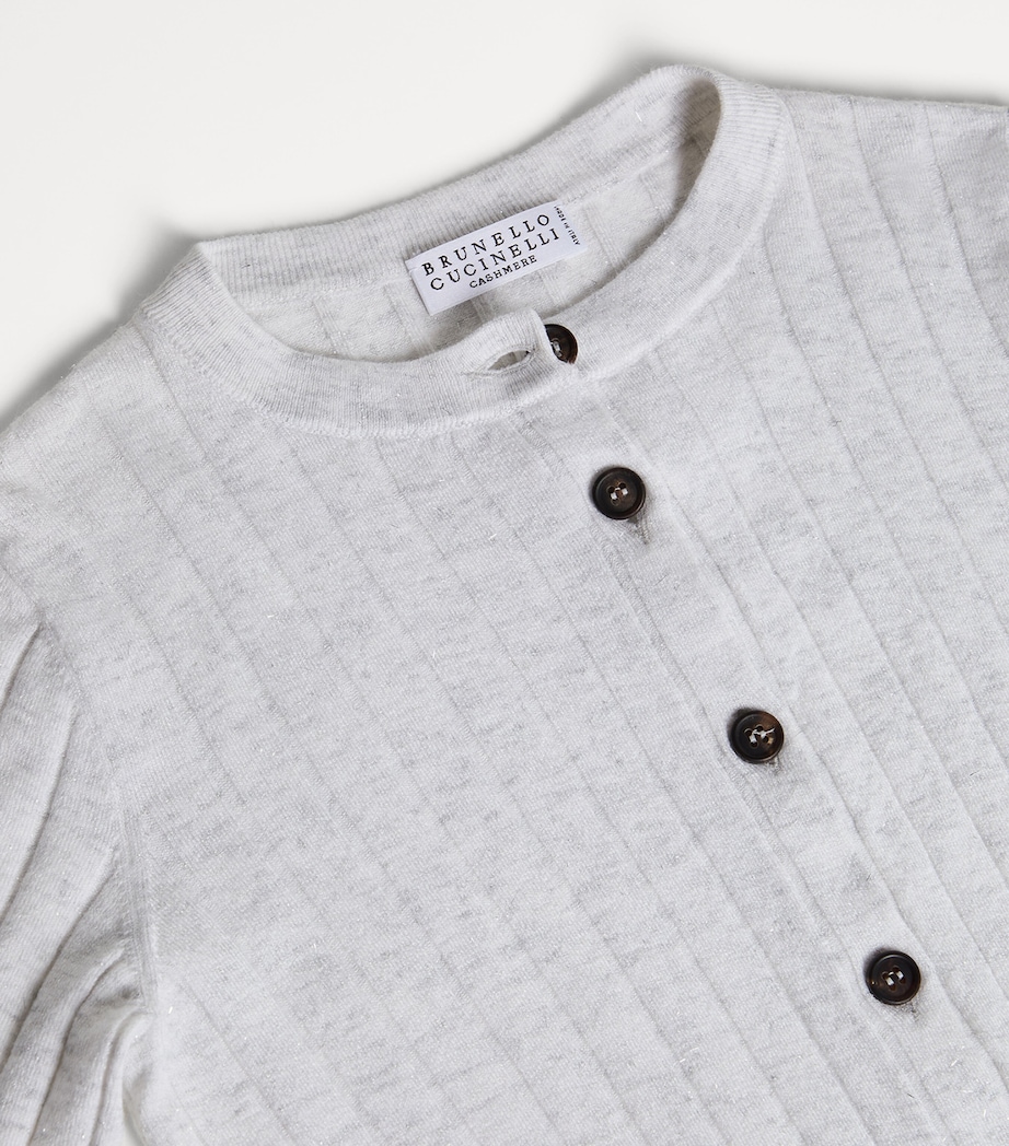 Brunello Cucinelli Kids Cashmere-Blend Ribbed Cardigan (4-6 Years) Image 3