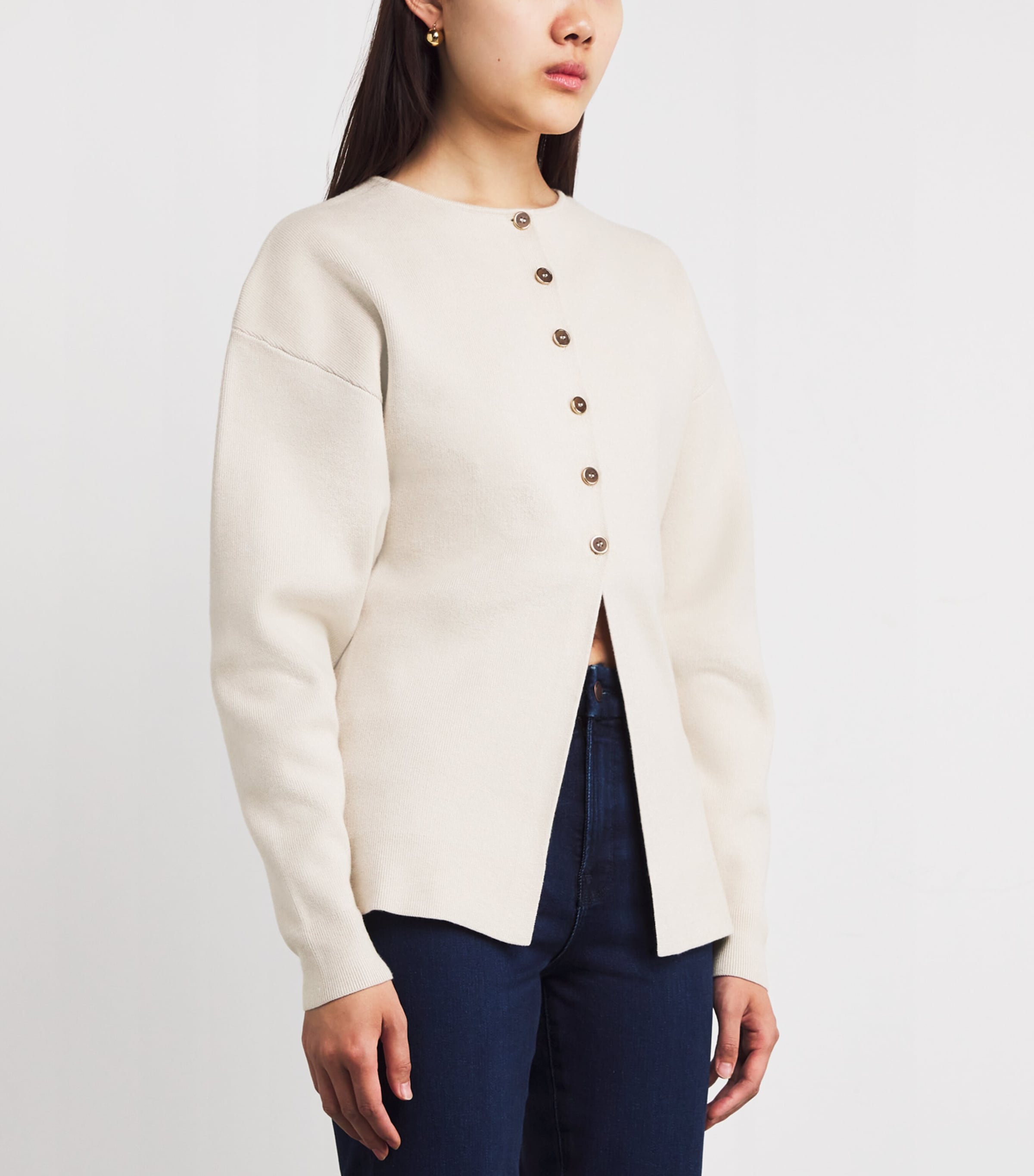 Button-Up Longline Cardigan LIGHT TAUPE Image 3