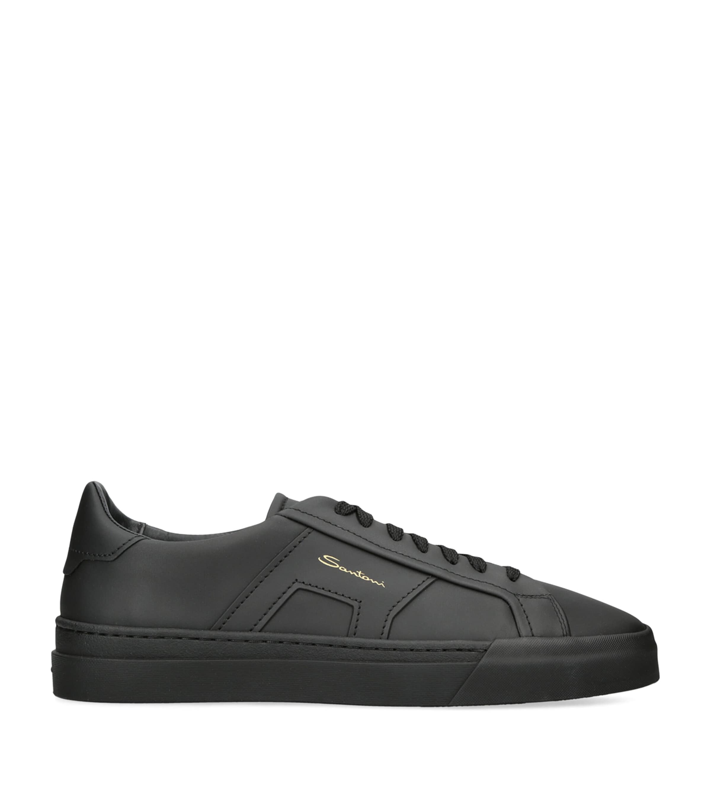 Santoni Men's Black Leather Dbs Oly Sneaker In Black