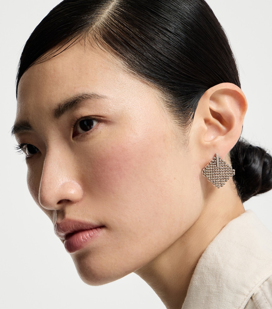 Sterling Silver Square Earrings C046 Image 3