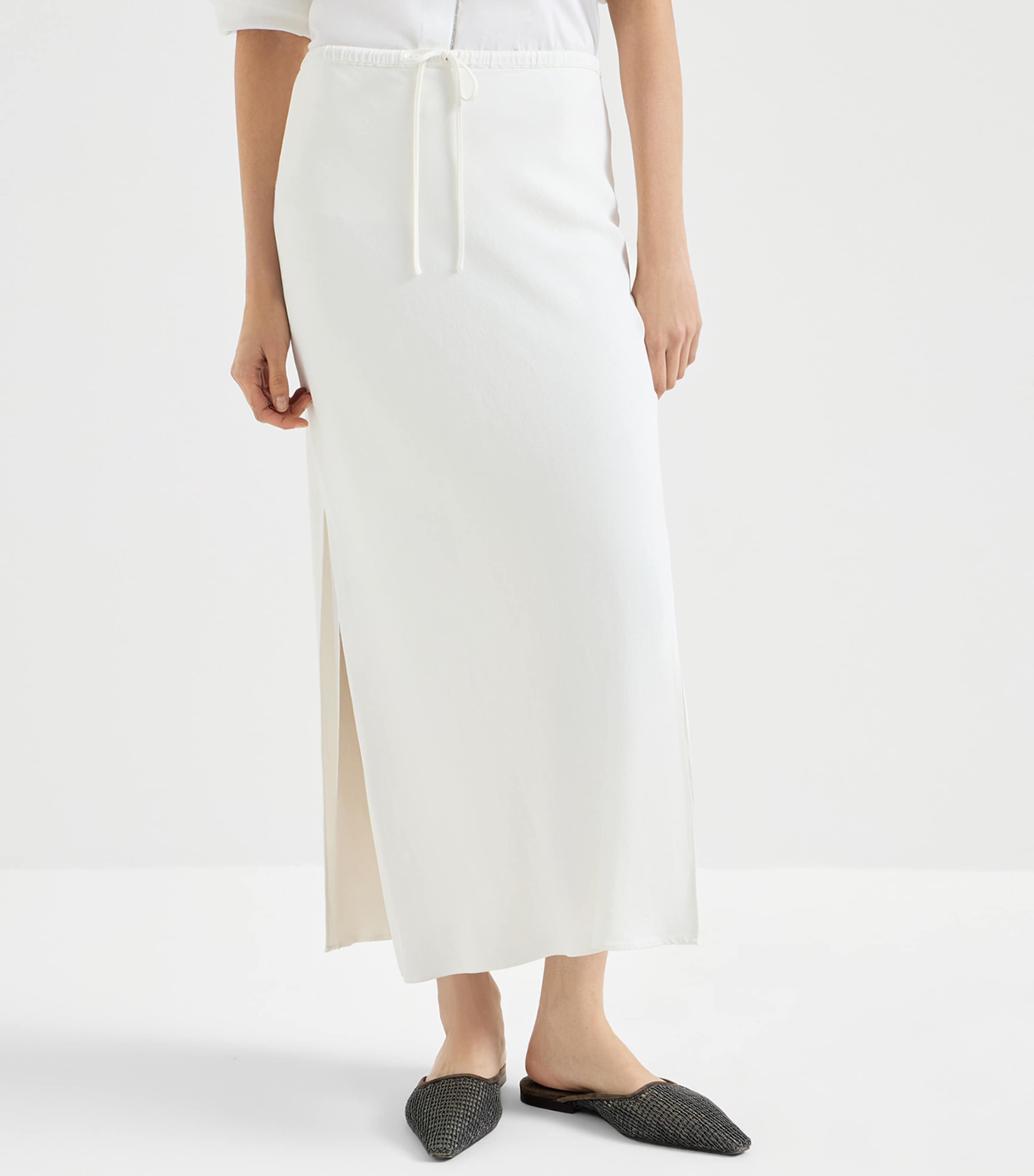 Brunello Cucinelli Womens Drawstring Midi Skirt Image 3