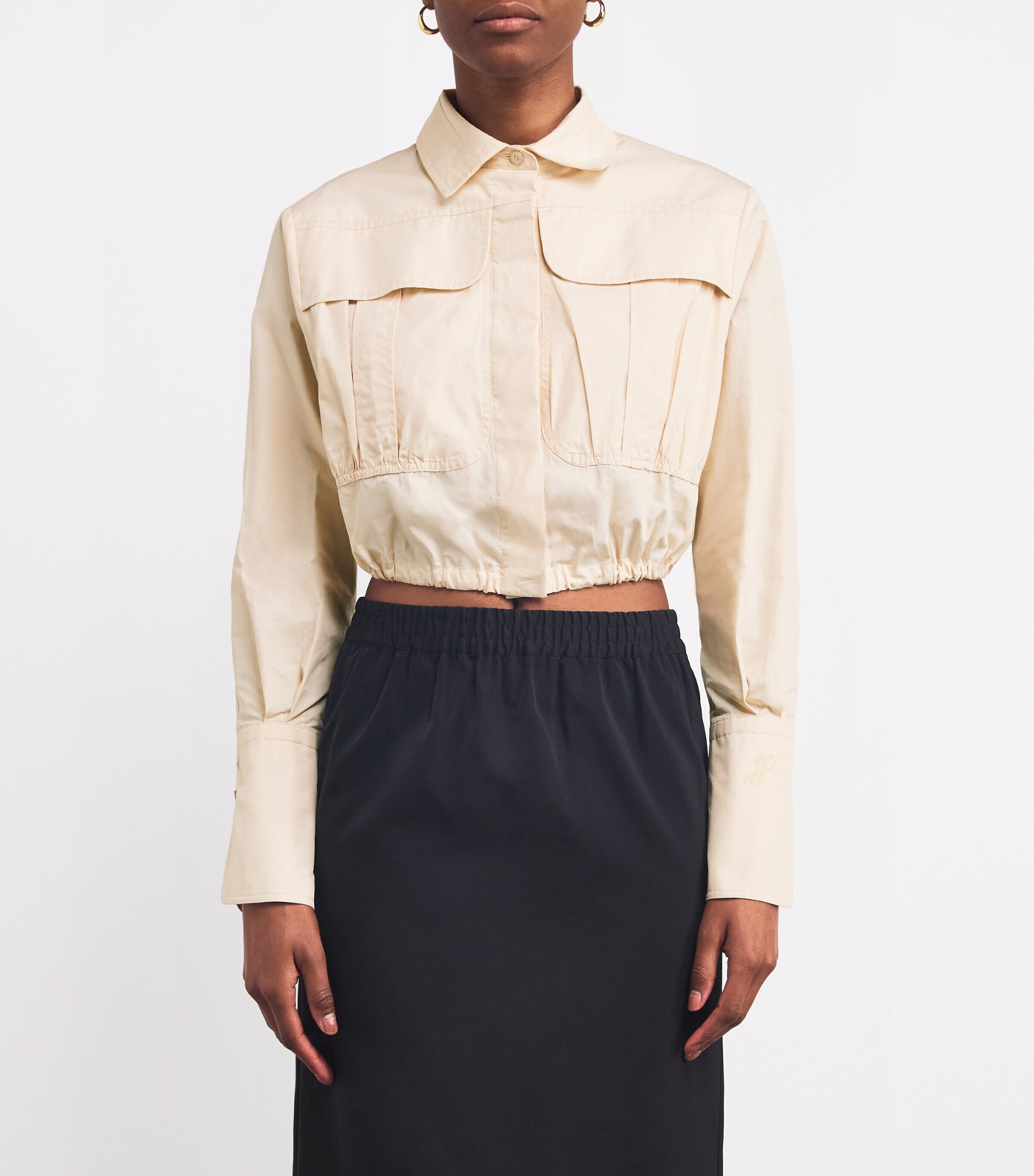 Cotton Cropped Shirt 117B TAPIOCA Image 3