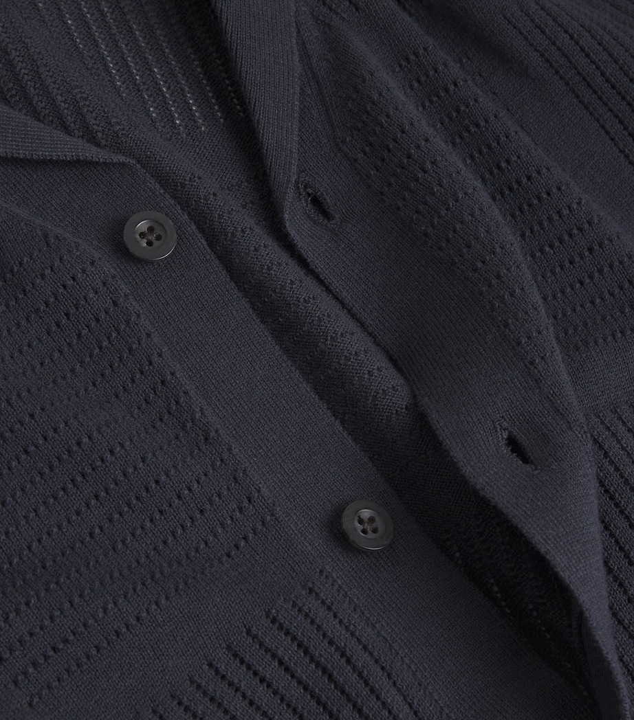 Cotton Pointelle-Knit Cabana Shirt LT COASTAL-462LCO Image 5
