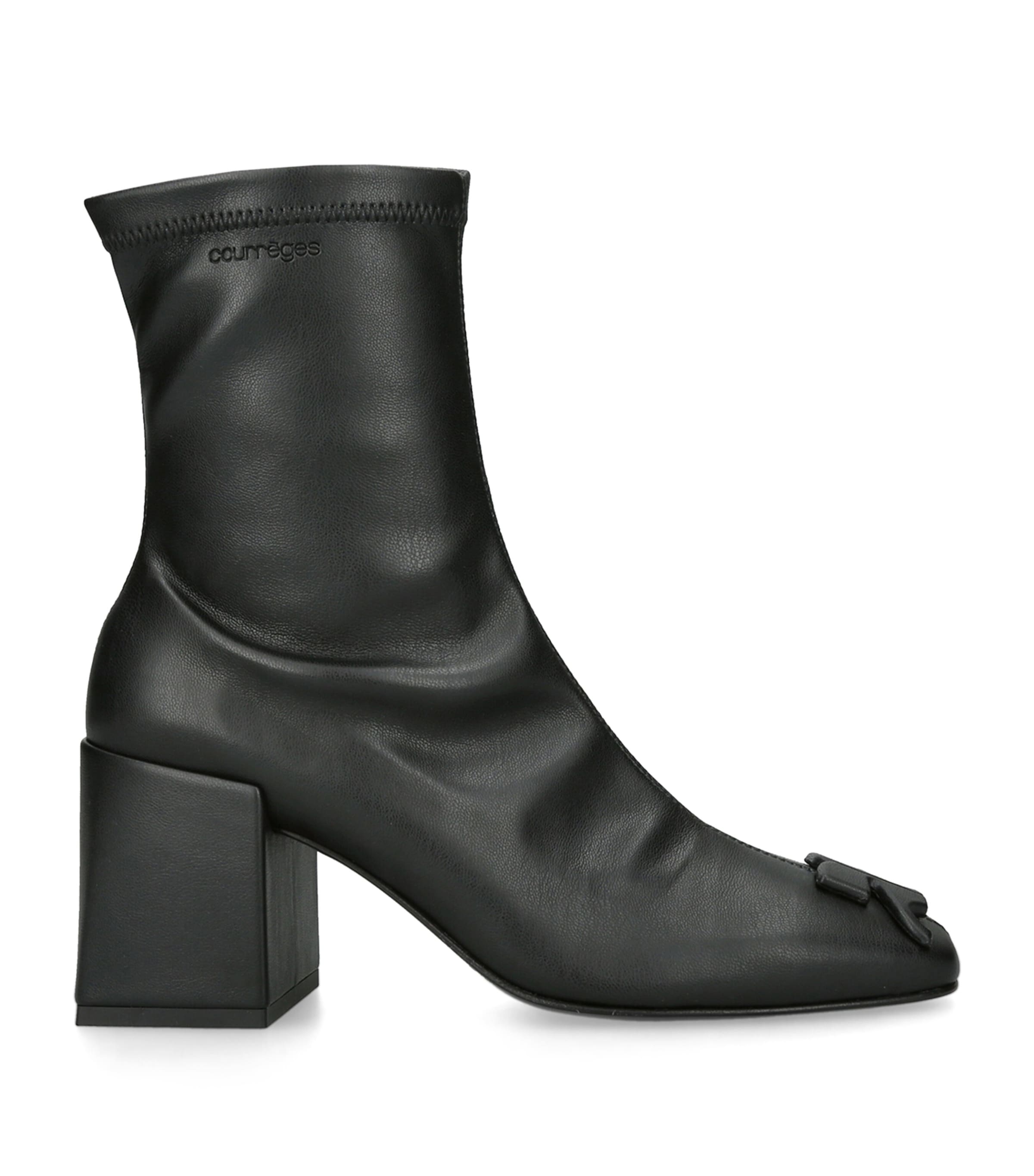 Courrèges Leather Ankle Boots 70 In Black