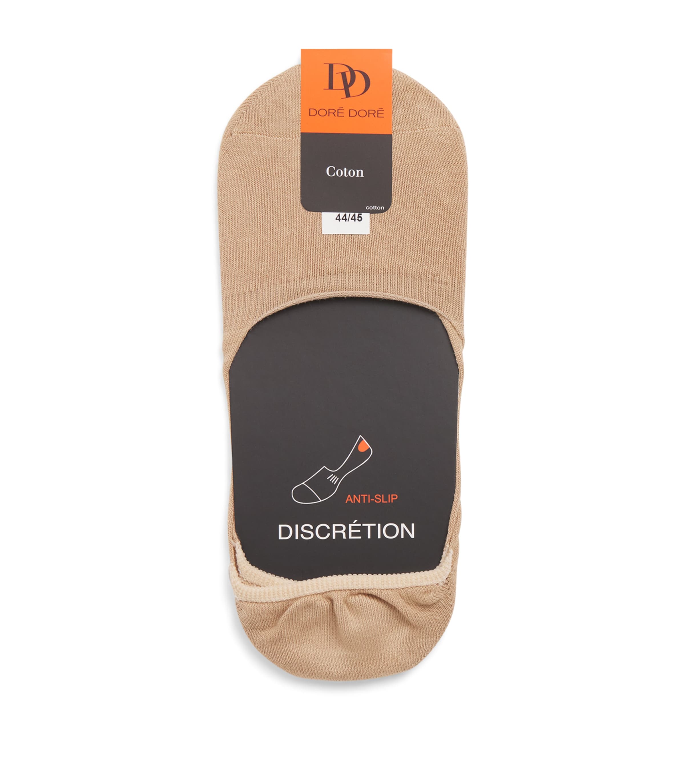 Doré Doré Mens Cotton Invisible Liner Socks Beige Image 1