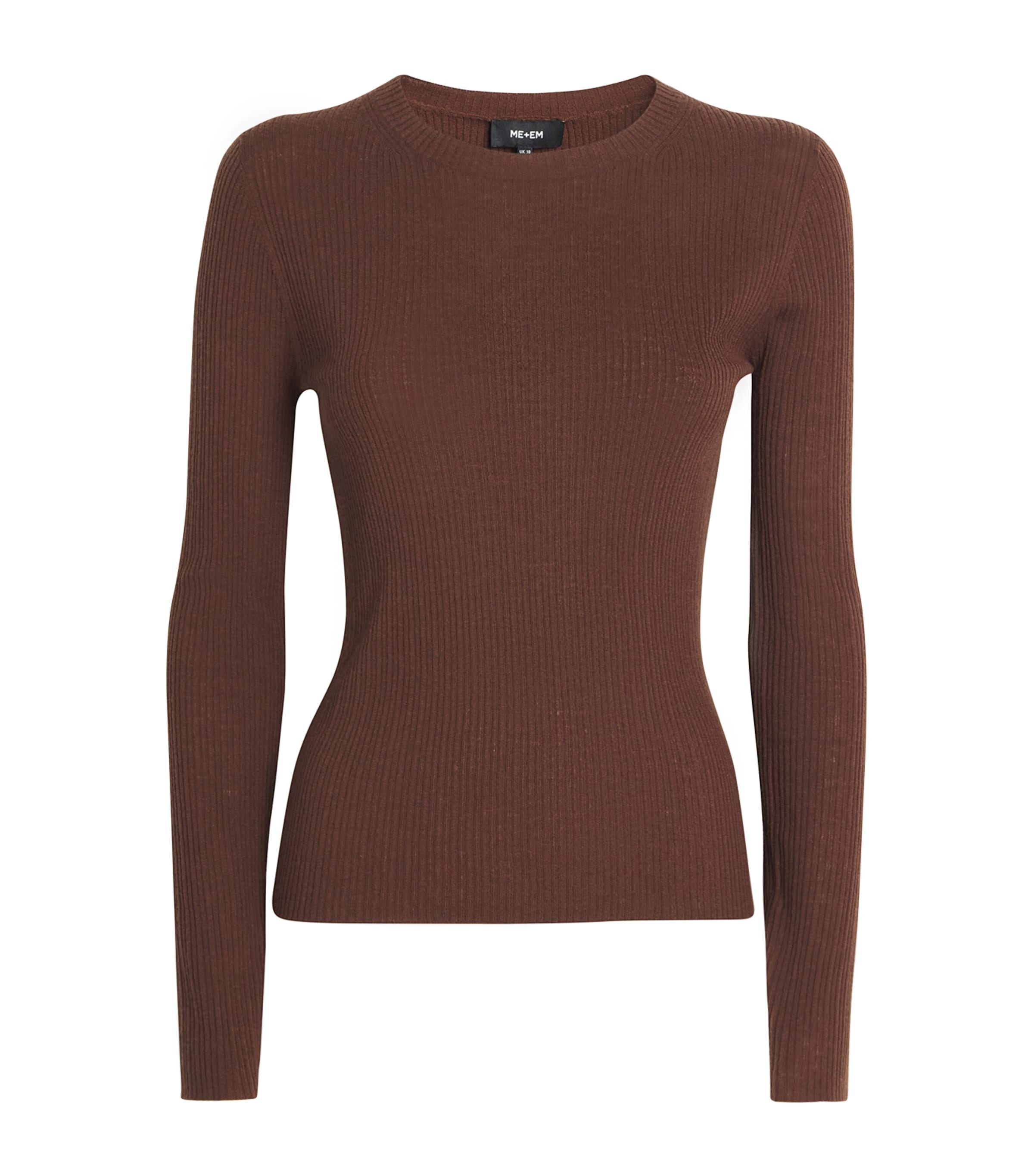 ME+EM Womens Wool-Cashmere Ribbed Sweater Chestnut Brown Image 1