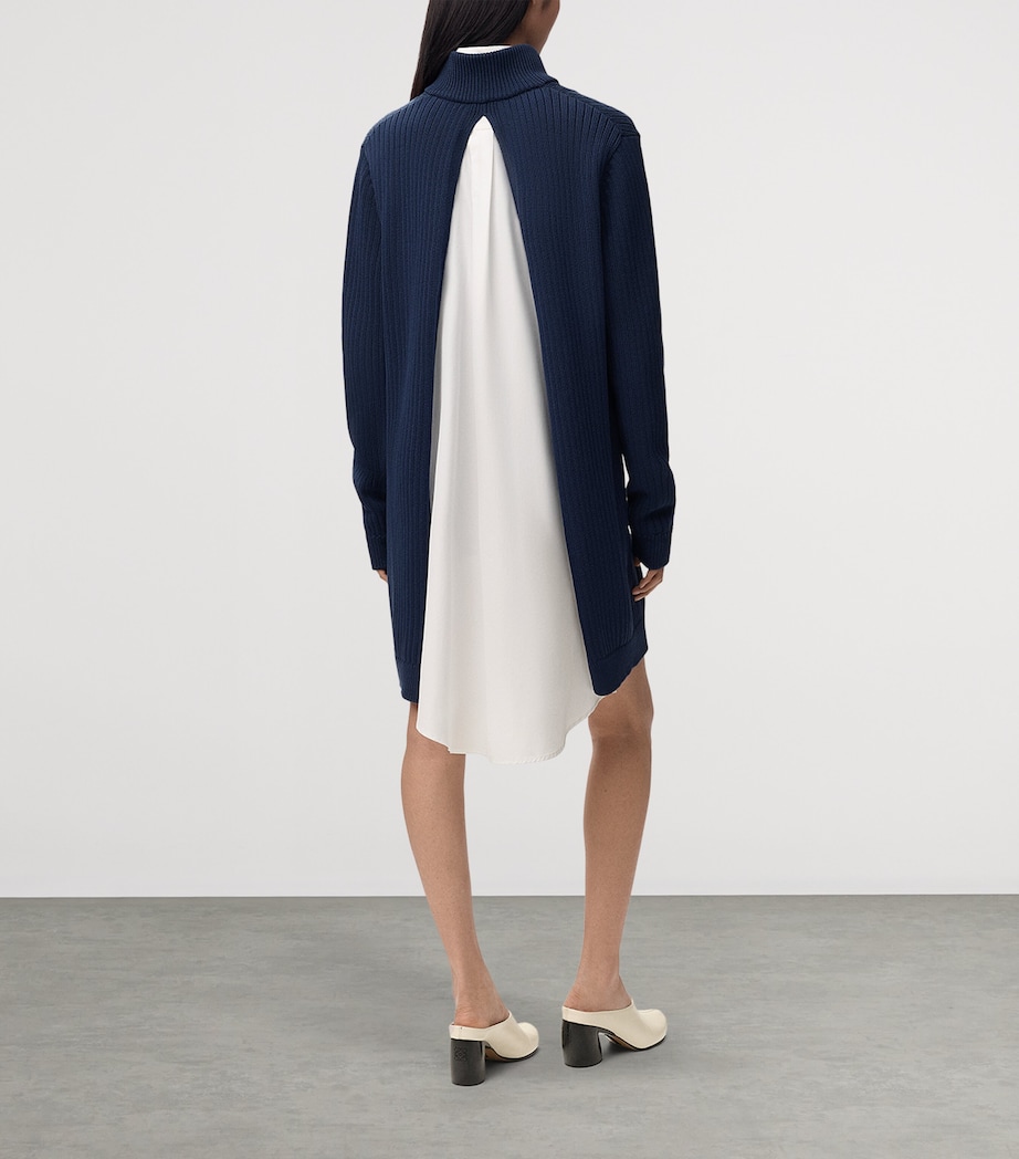 LOEWE Womens Layered Shirt-Sweater Mini Dress Dark Blue Image 3