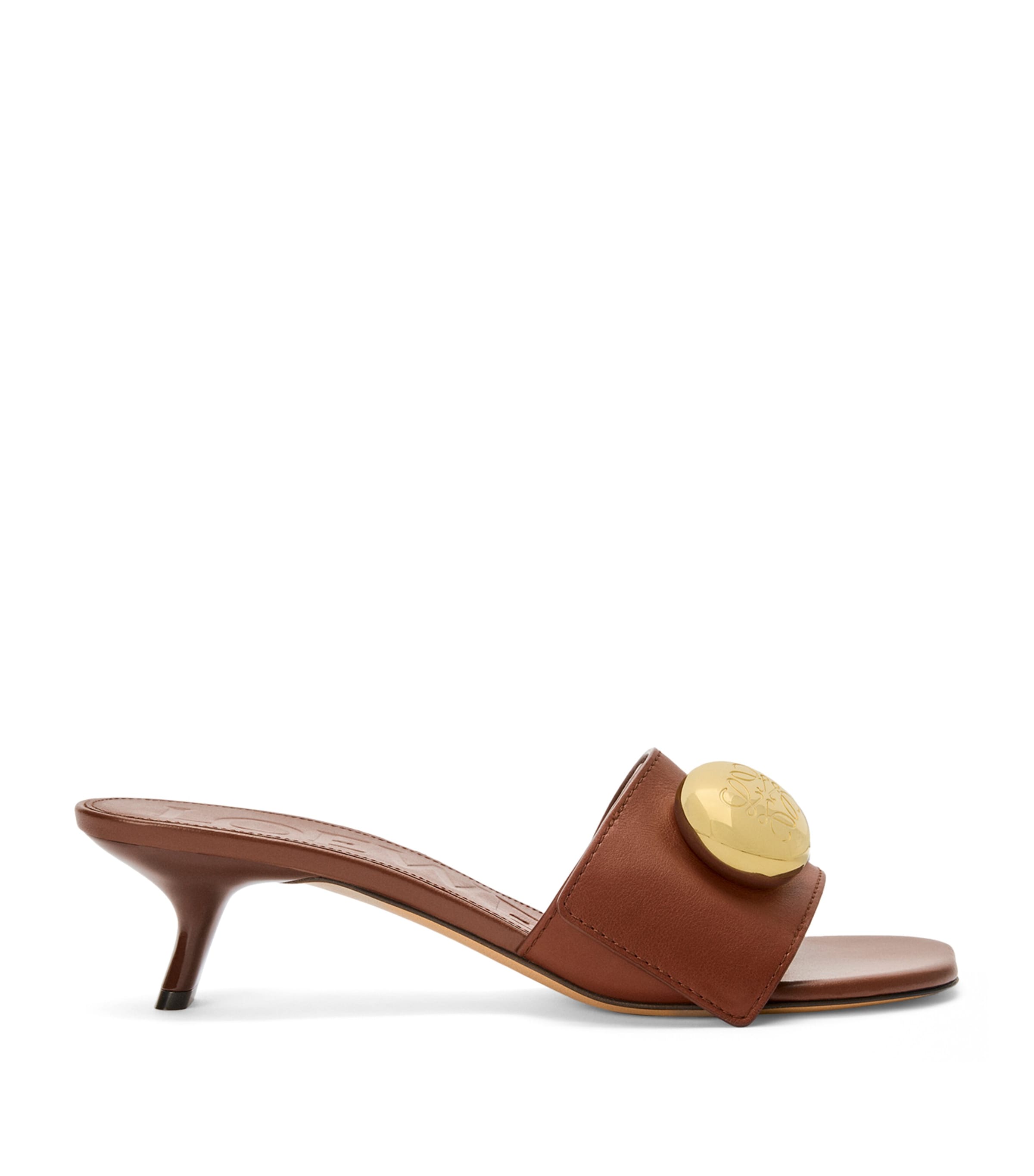 Loewe Leather Pebble Heeled Mules 45 In Brown