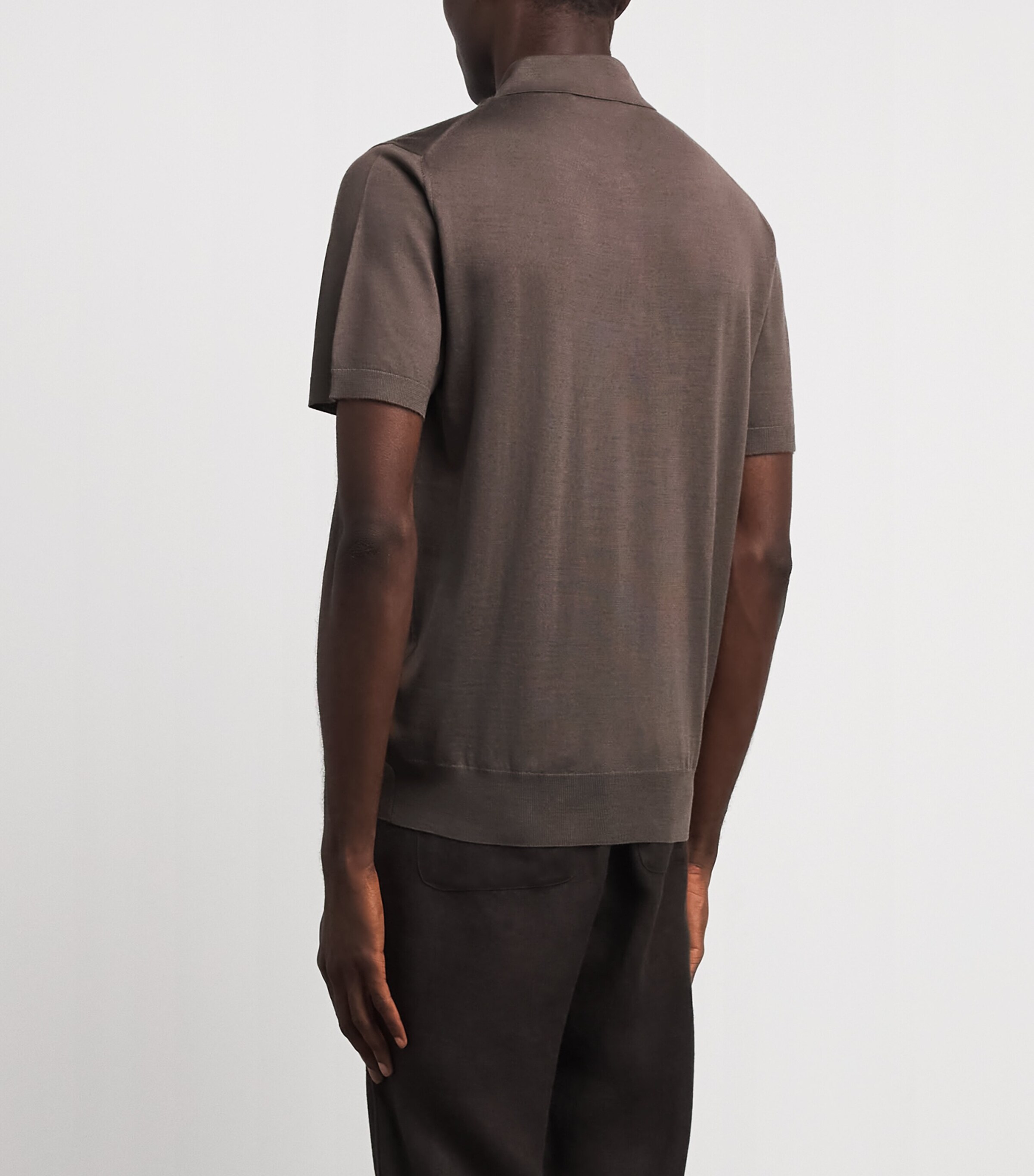 Corneliani Mens Wool Polo Shirt Brown Image 5
