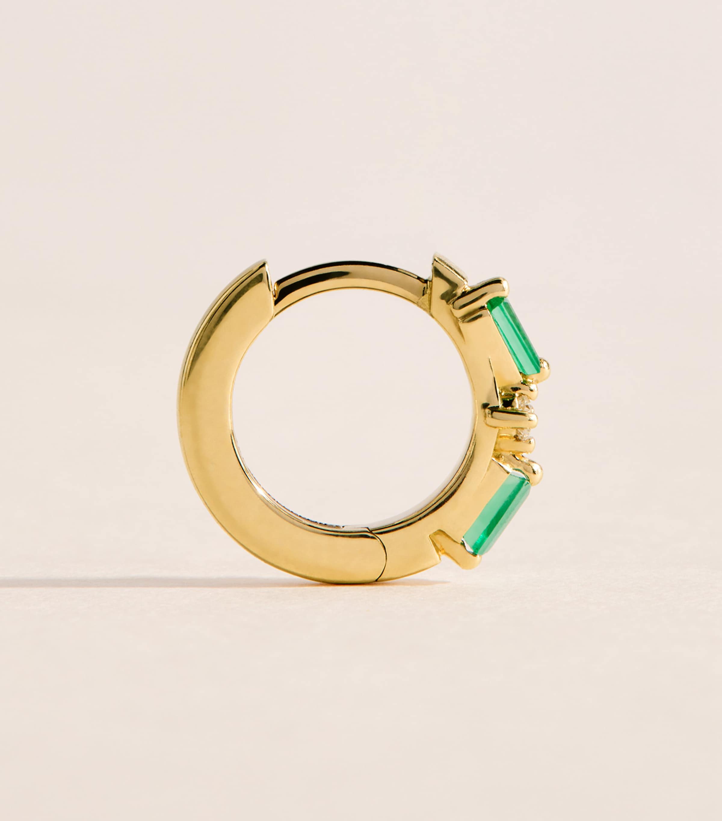 Suzanne Kalan Yellow Gold, Diamond and Emerald Thin Mix Huggie Earrings Yg/emer Image 3