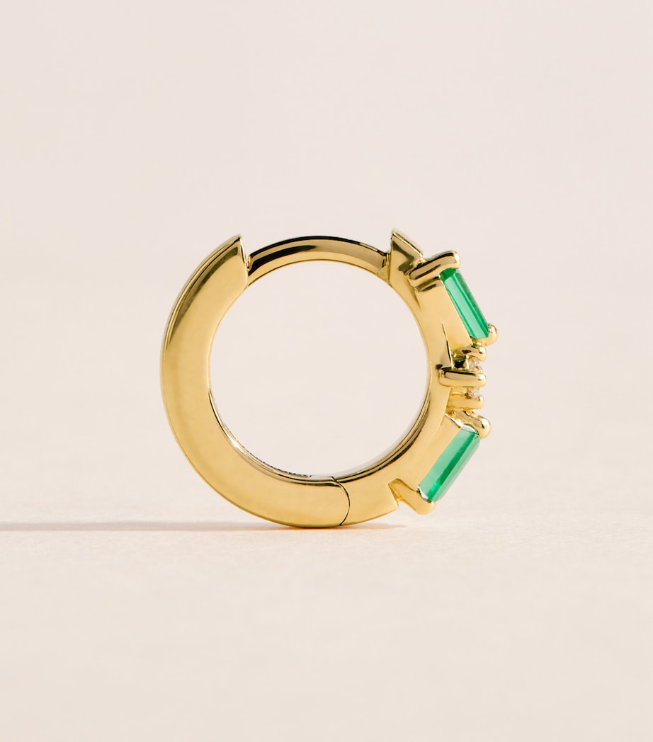 Suzanne Kalan Yellow Gold, Diamond and Emerald Thin Mix Huggie Earrings Yg/emer Image 3