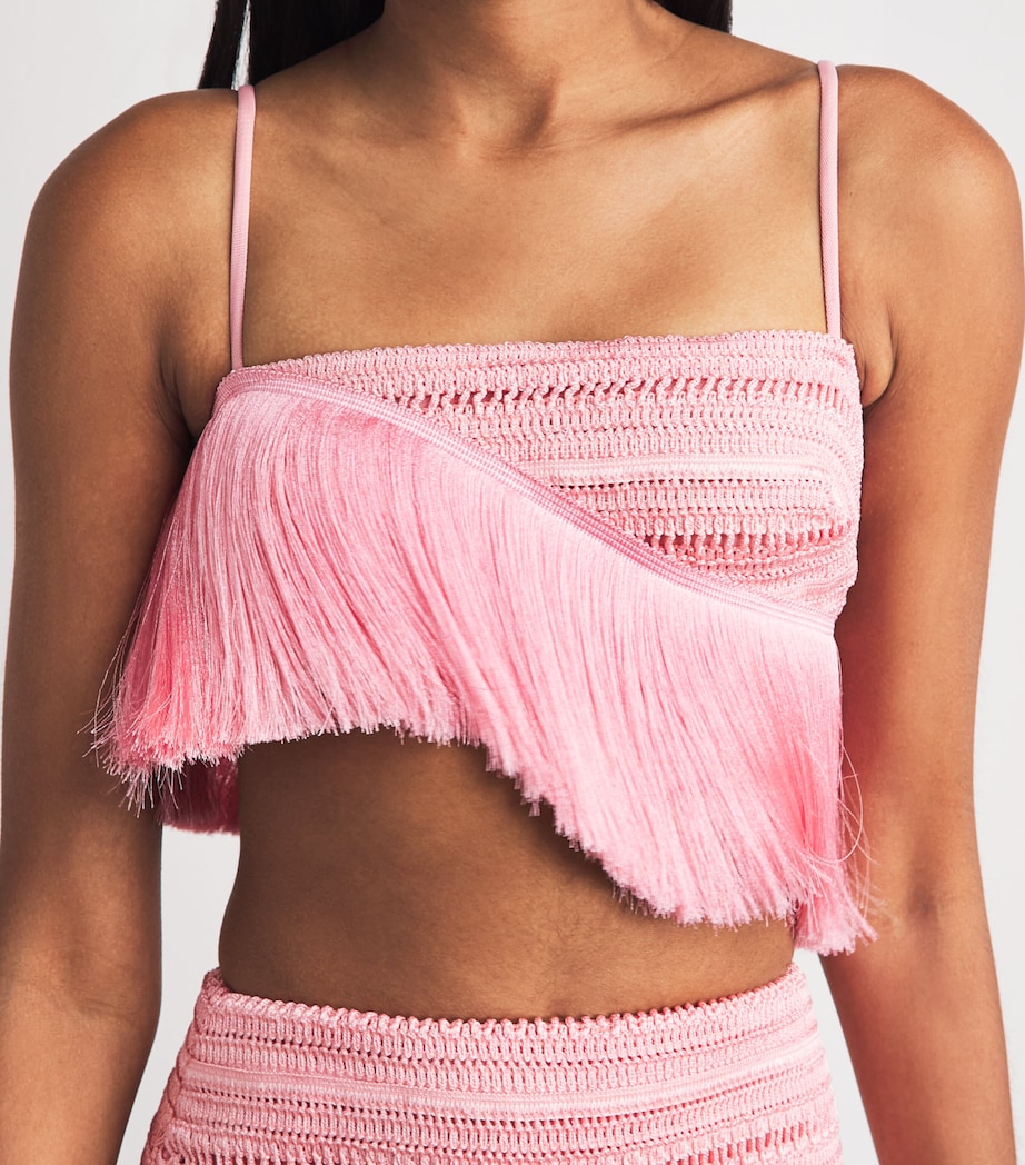PatBO Womens Fringed Bra Top Pink Image 3