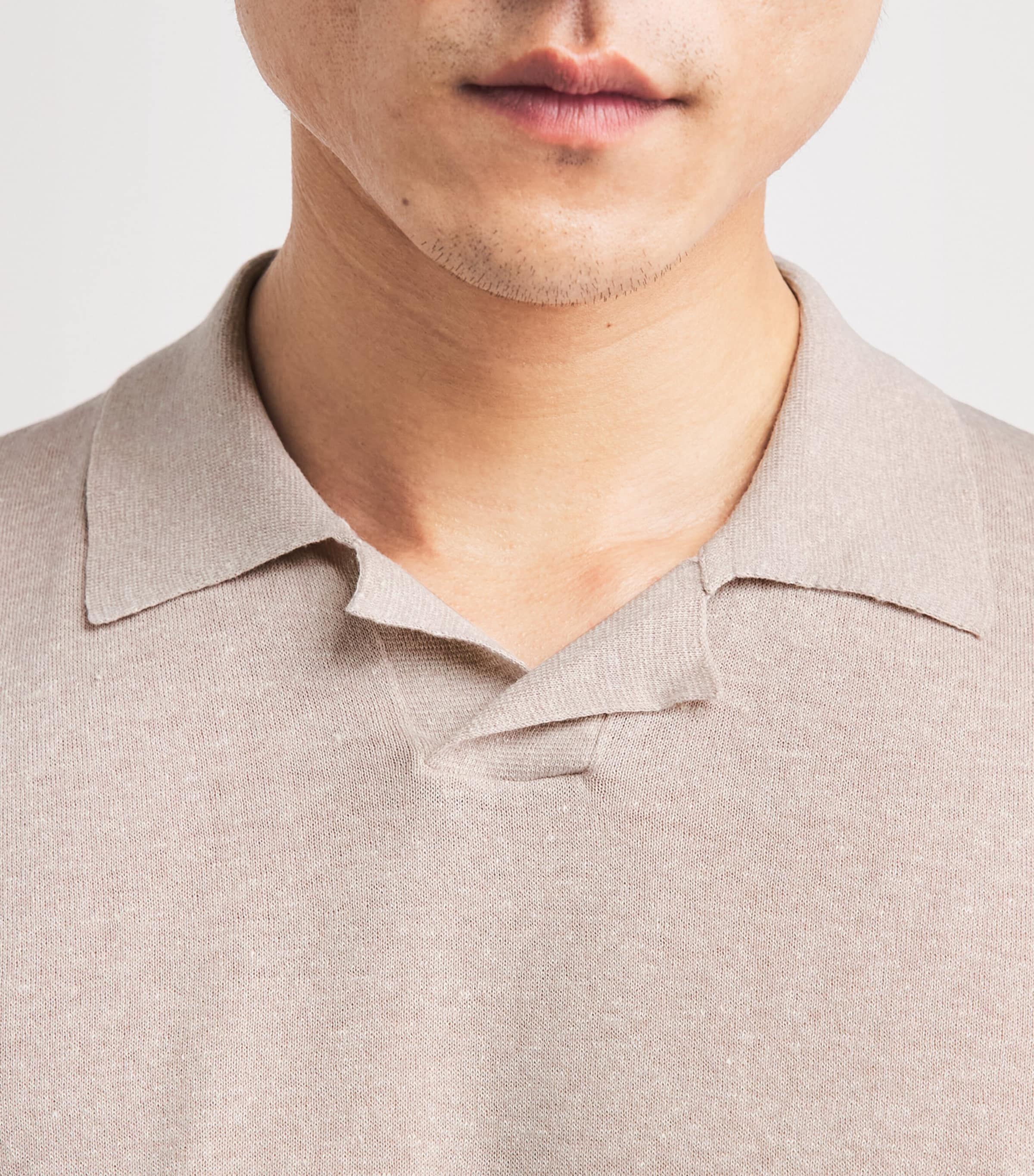 Eleventy Mens Cotton-Linen Polo Shirt Cipria Image 3