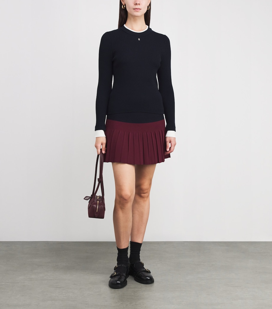 Cropped-Sleeve Logo Sweater NAVY BLUE Image 2