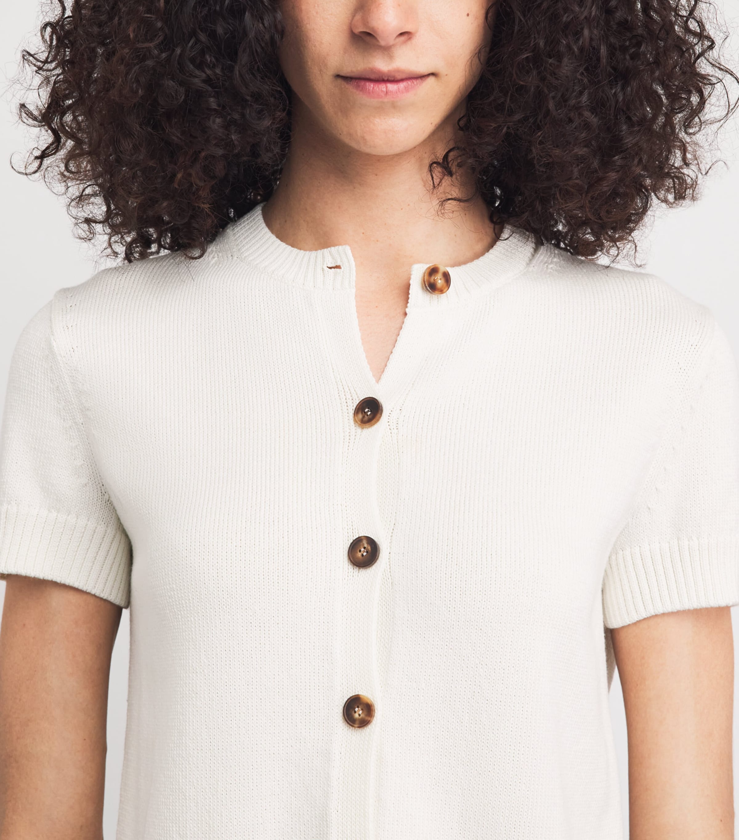 Lafayette 148 Womens Cotton-Silk Short-Sleeve Cardigan Cloud Cloud Image 3