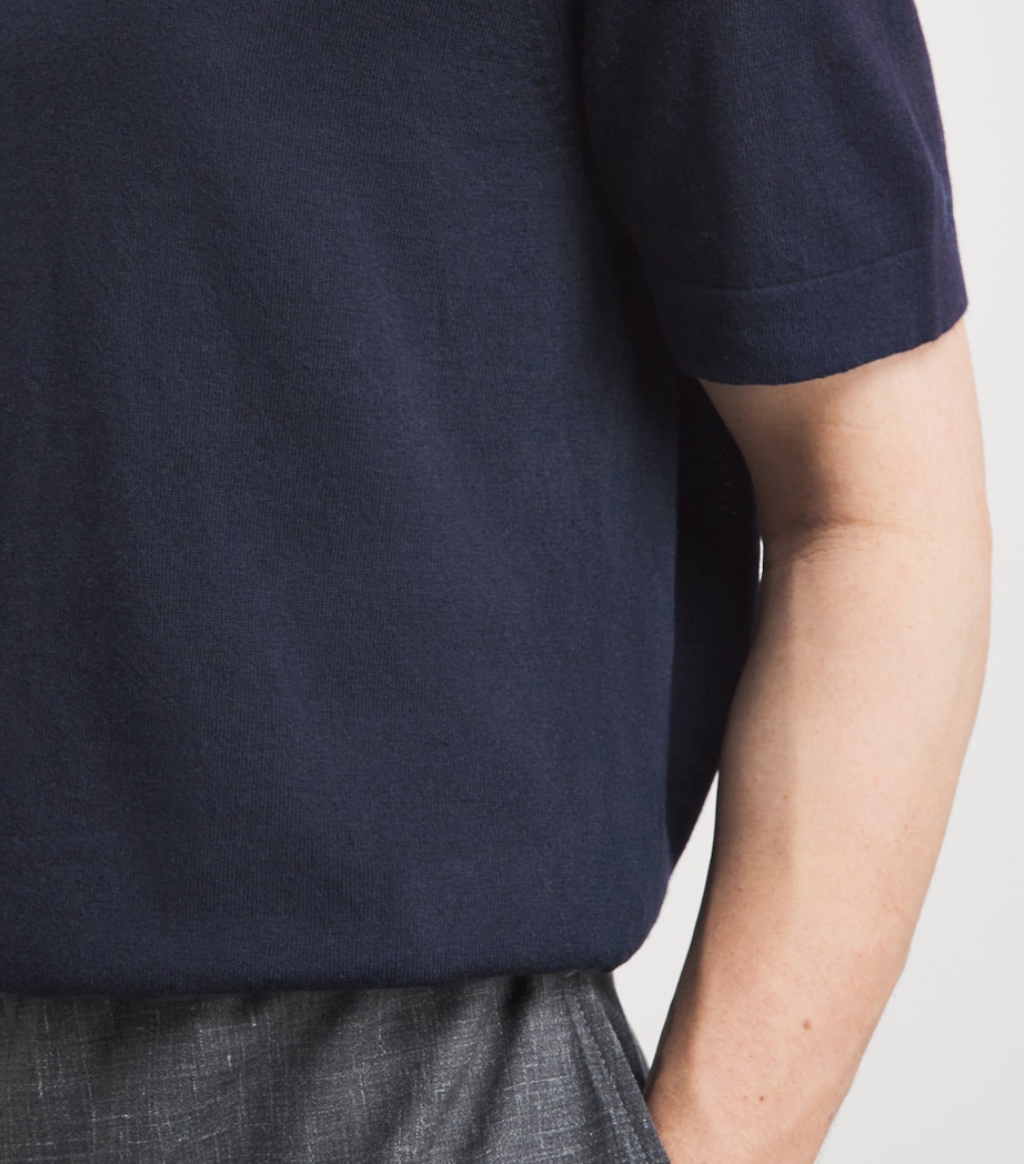 NN07 Mens Cotton-Linen Ryan Polo Shirt Navy Blue Image 3