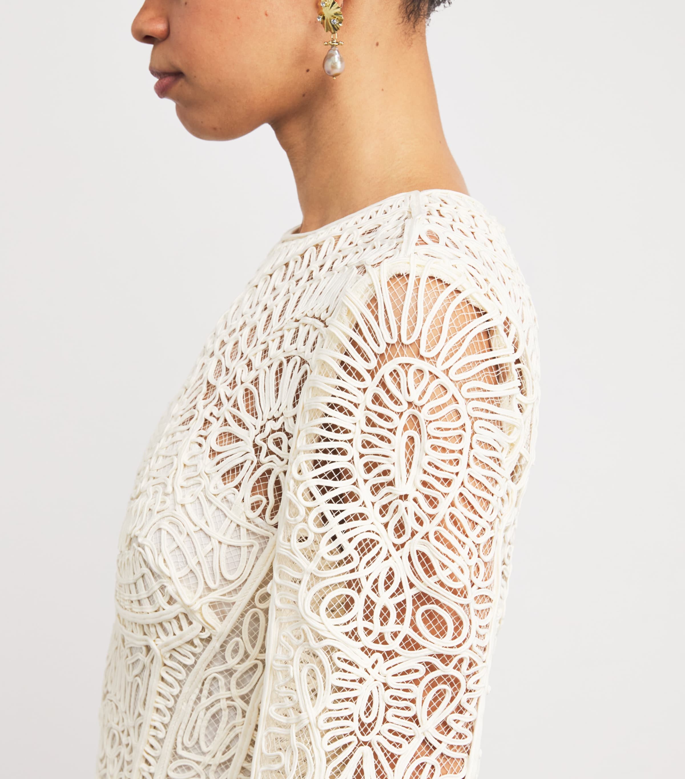Guipure Lace Fiona Midi Dress IVORY Image 4