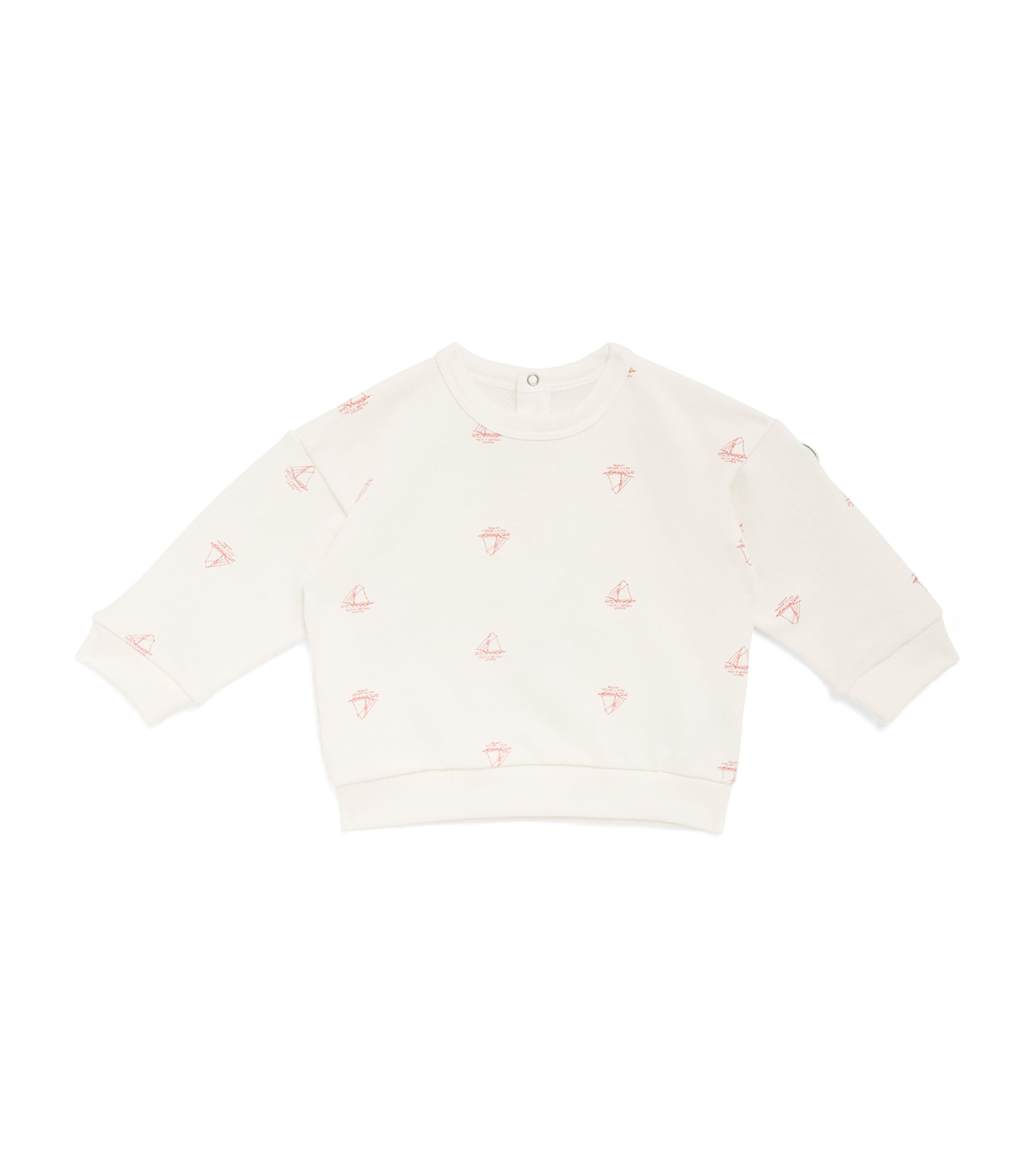 Petit Bateau Cotton Boat Print Sweatshirt In White