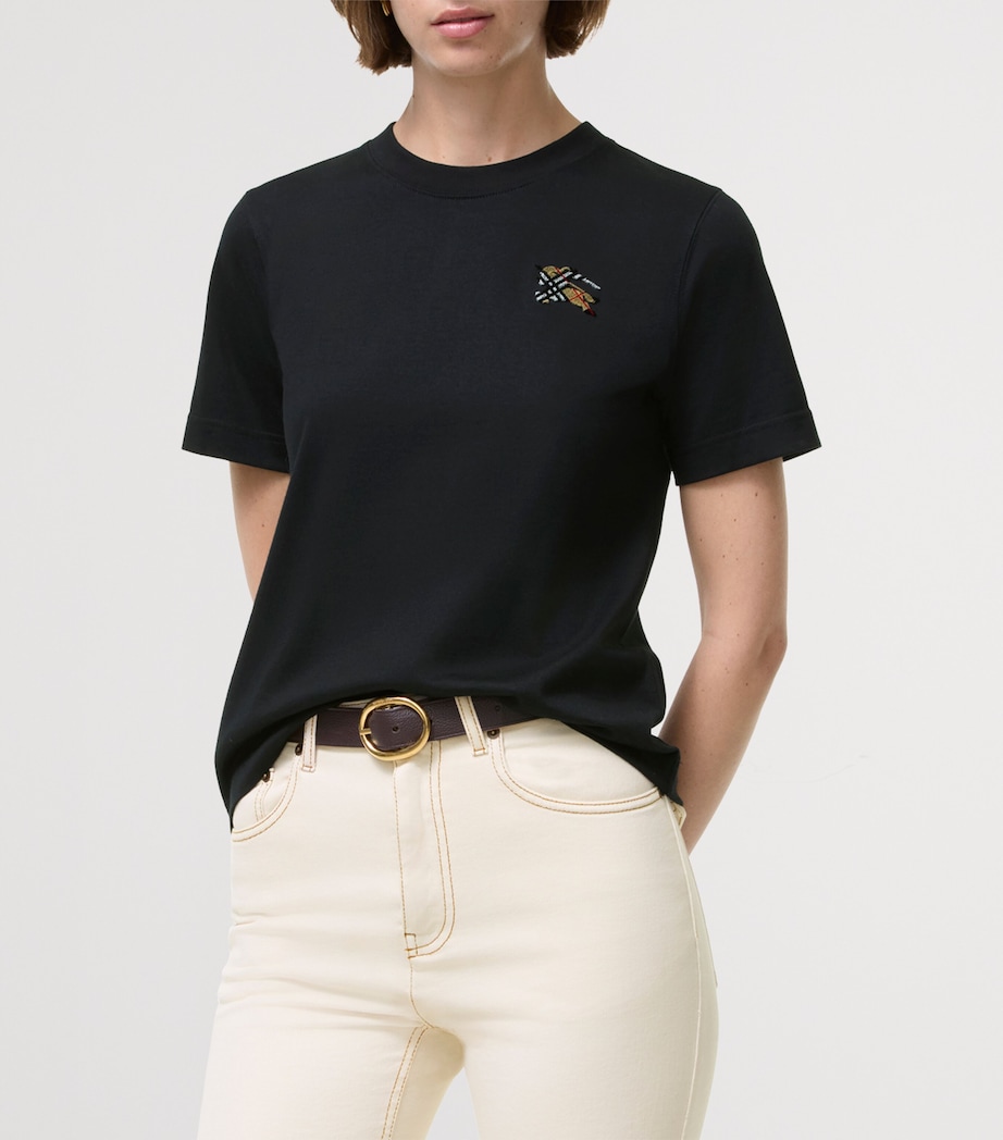 Burberry Womens Cotton Equestrian Knight T-Shirt Black Image 2