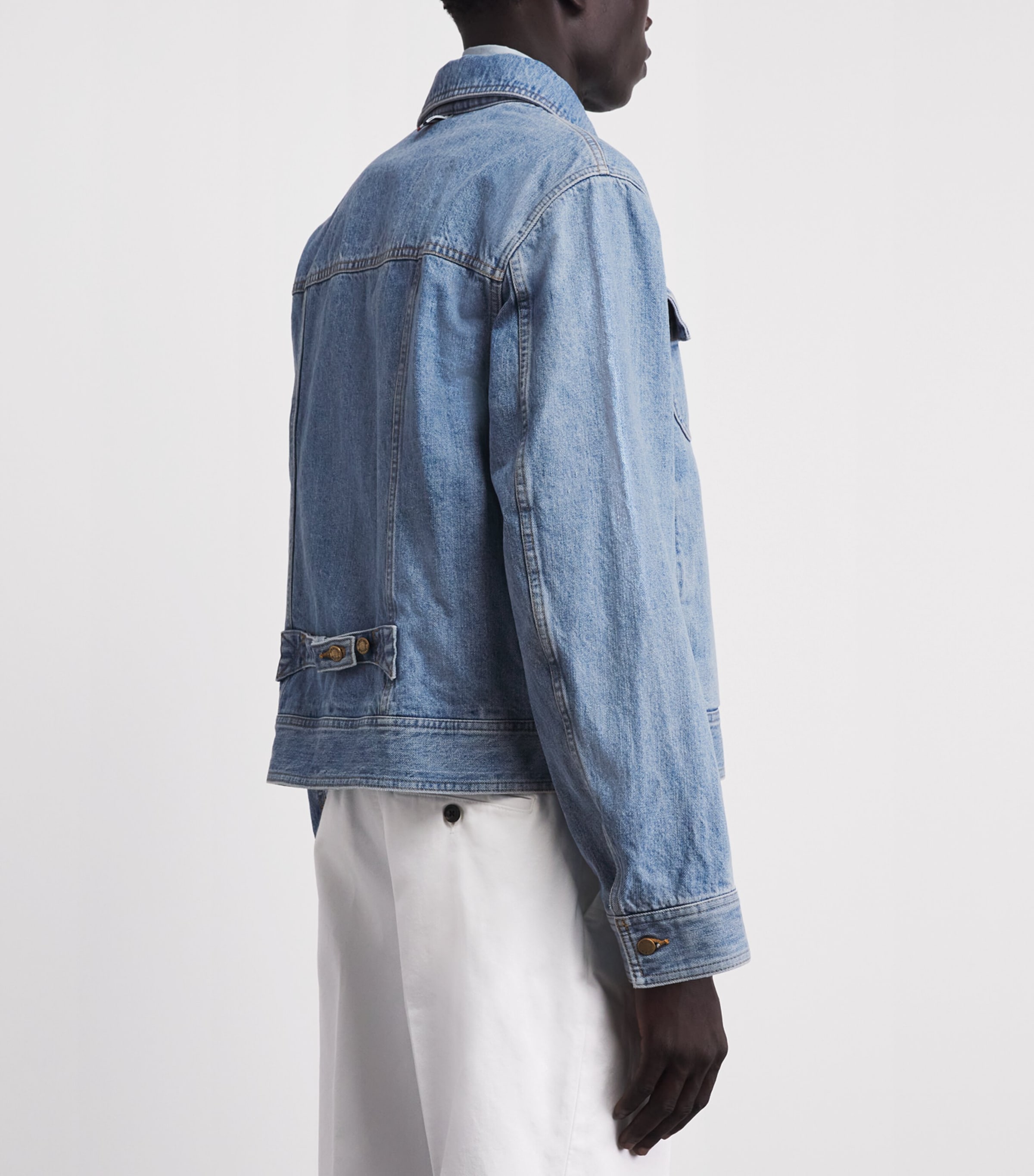 Thom Browne Mens Selvedge Denim Backstrap Utility Jacket Light Blue Image 5