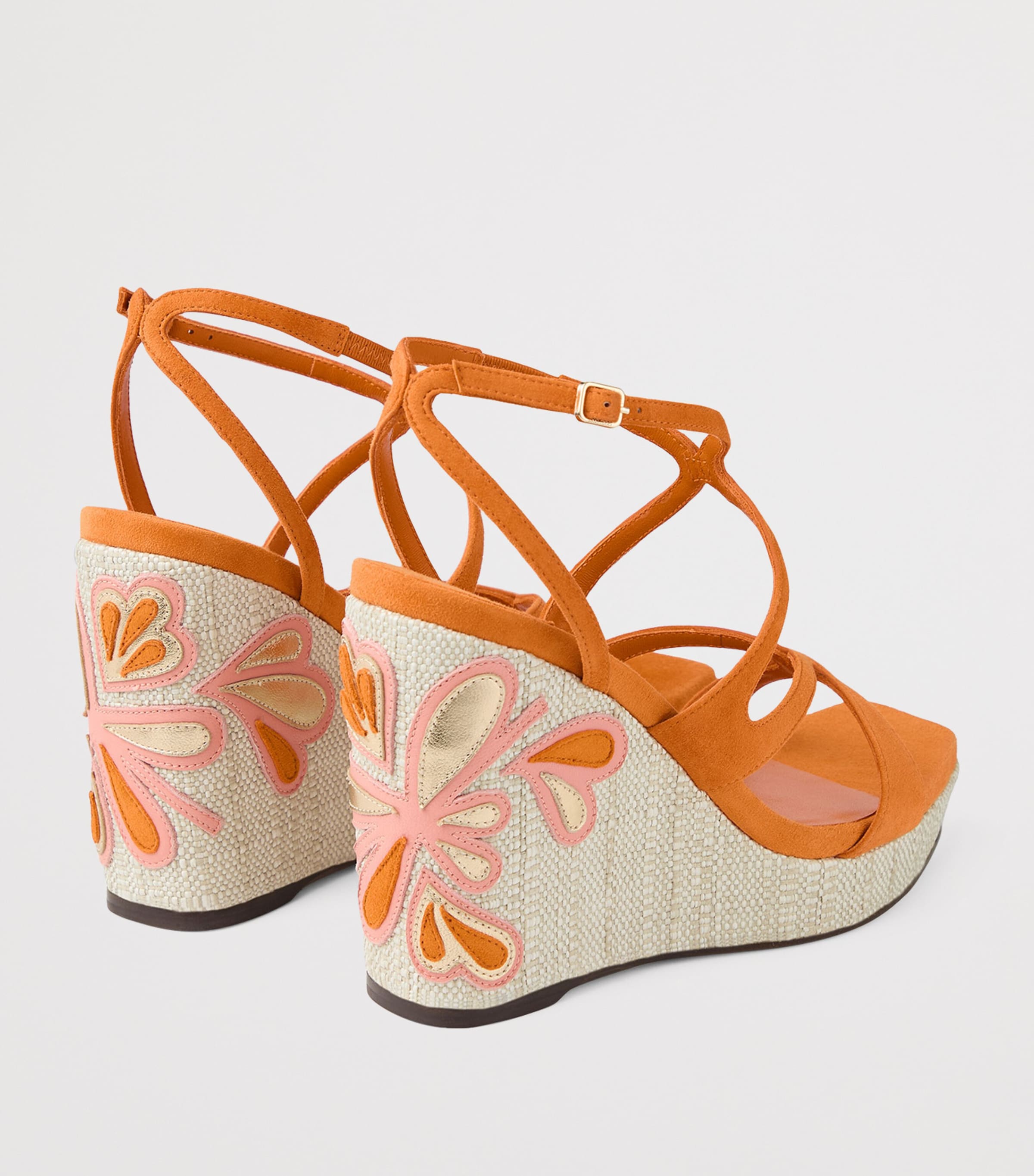 Jimmy Choo Ayla 110 Suede Wedge Sandals Sunset Orange/natura Image 3