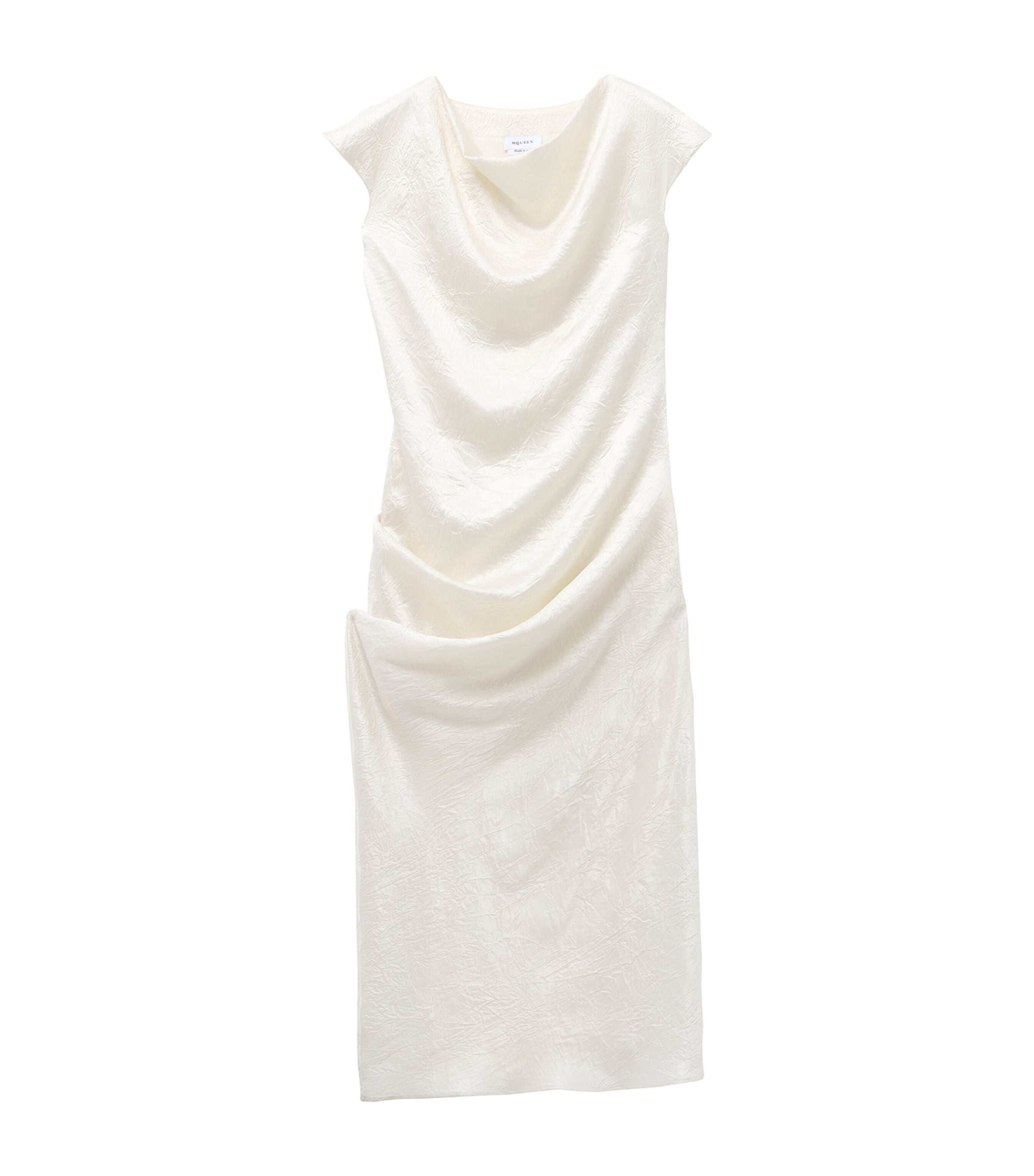 ワンピース ALEXANDER MCQUEEN IVORY ASYMMETRICAL DRAPED DRESS Alexander McQueen Ivory asymmetrical draped dress | TheDoubleF