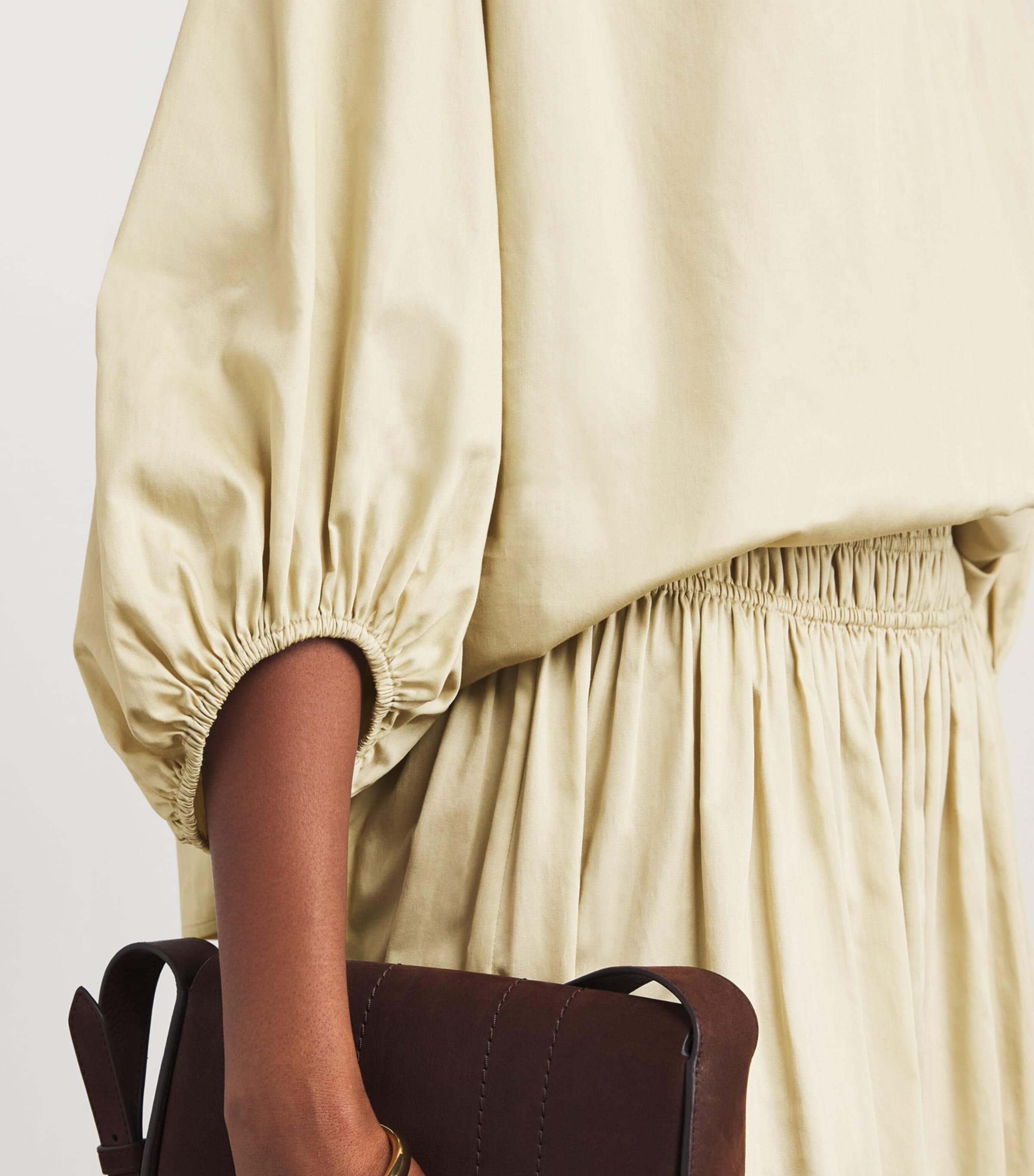 Cotton Sateen Godin Blouse AFFOGATO Image 6