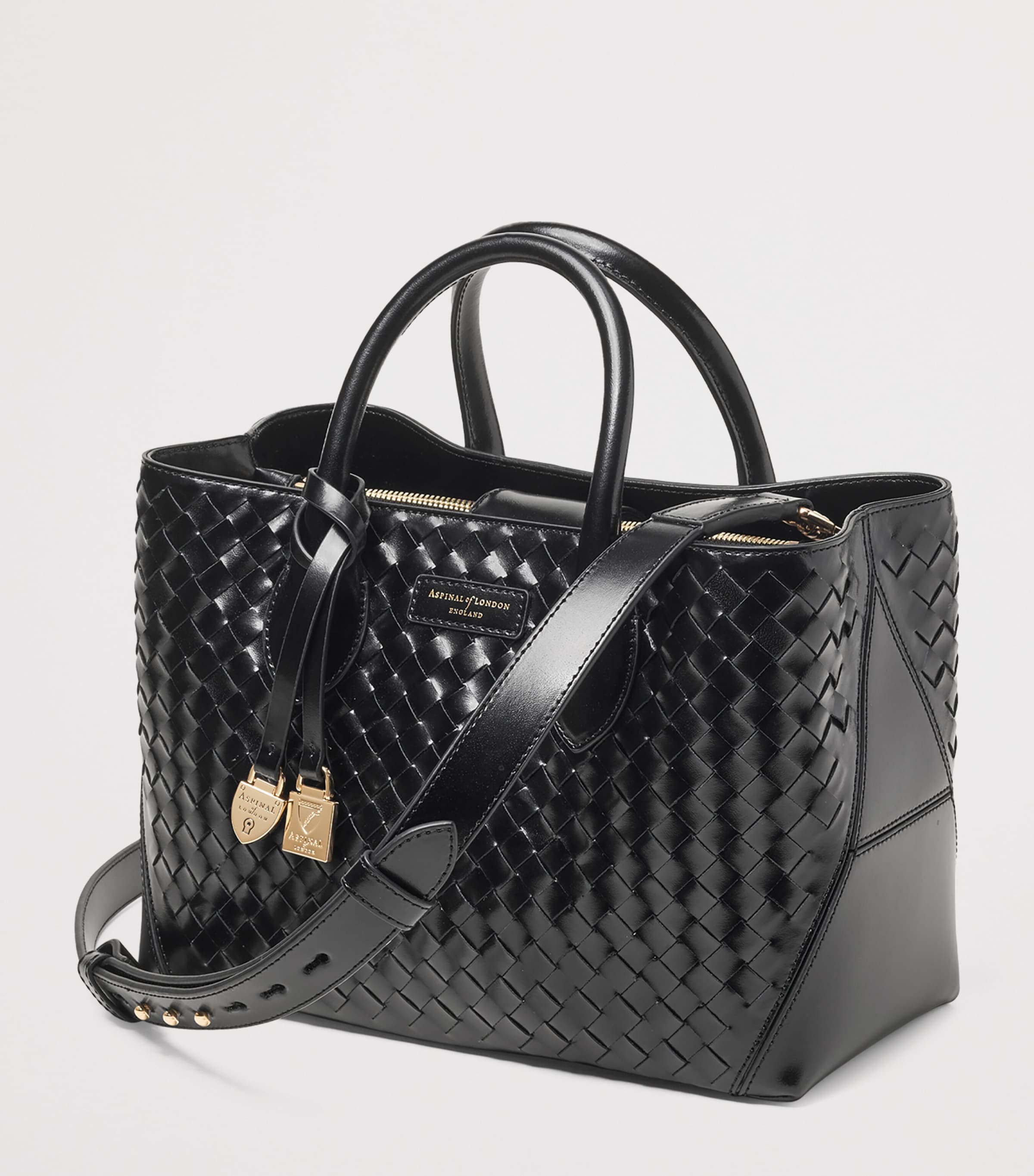 Midi Leather London Tote Bag BLACK Image 3