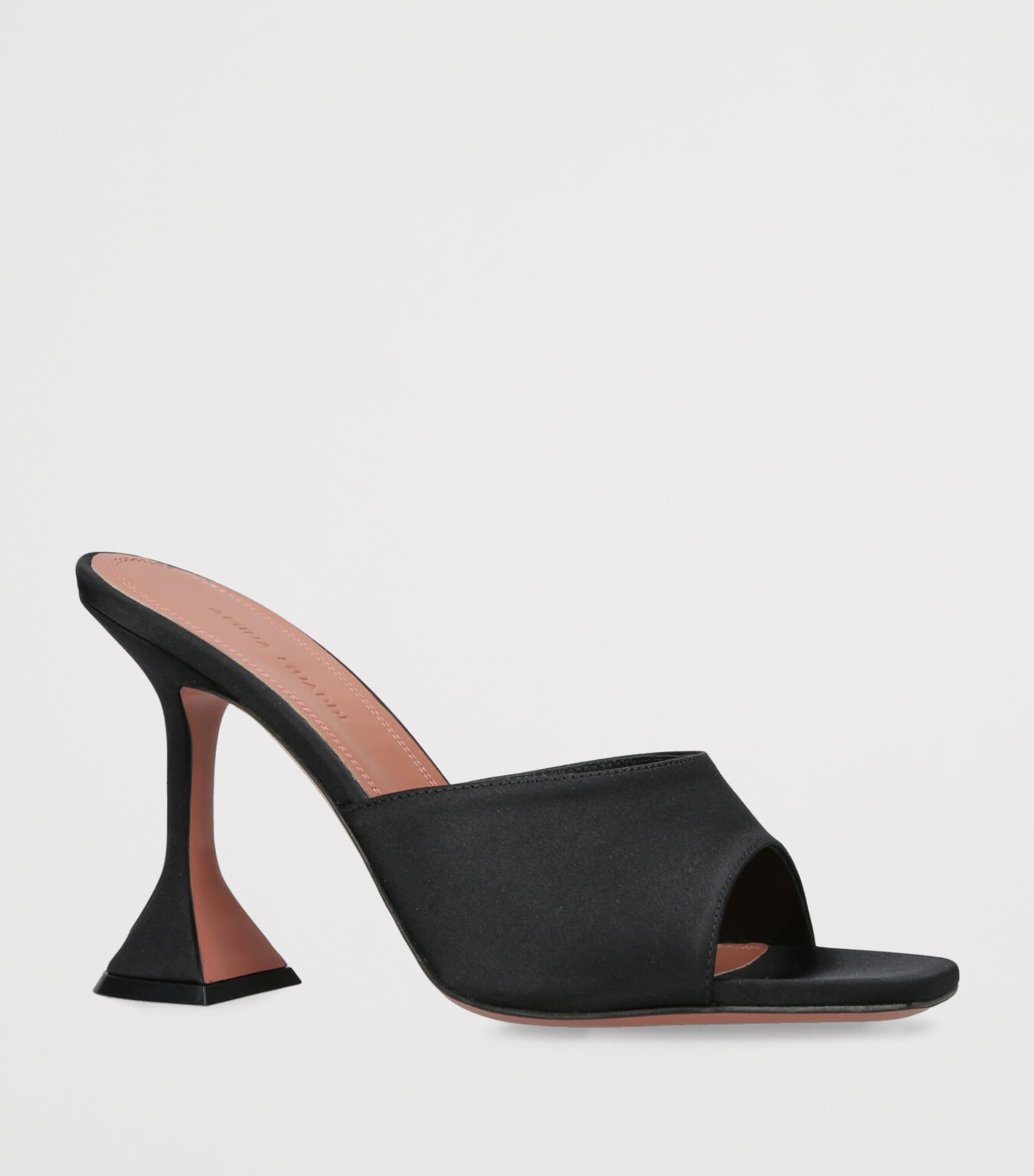 Amina Muaddi Satin Lupita Heeled Mules 95 Black Image 3