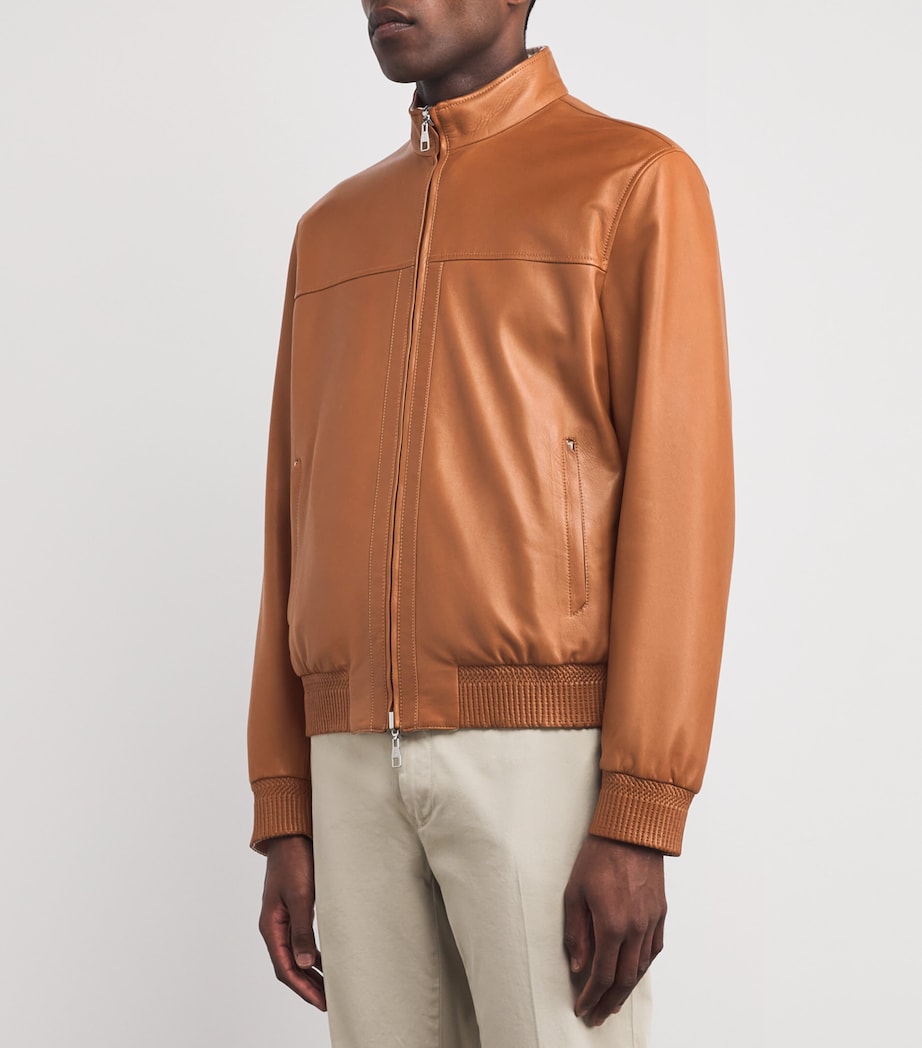 Leather Reversible Bomber Jacket COGNAC SCURO/NAT Image 3
