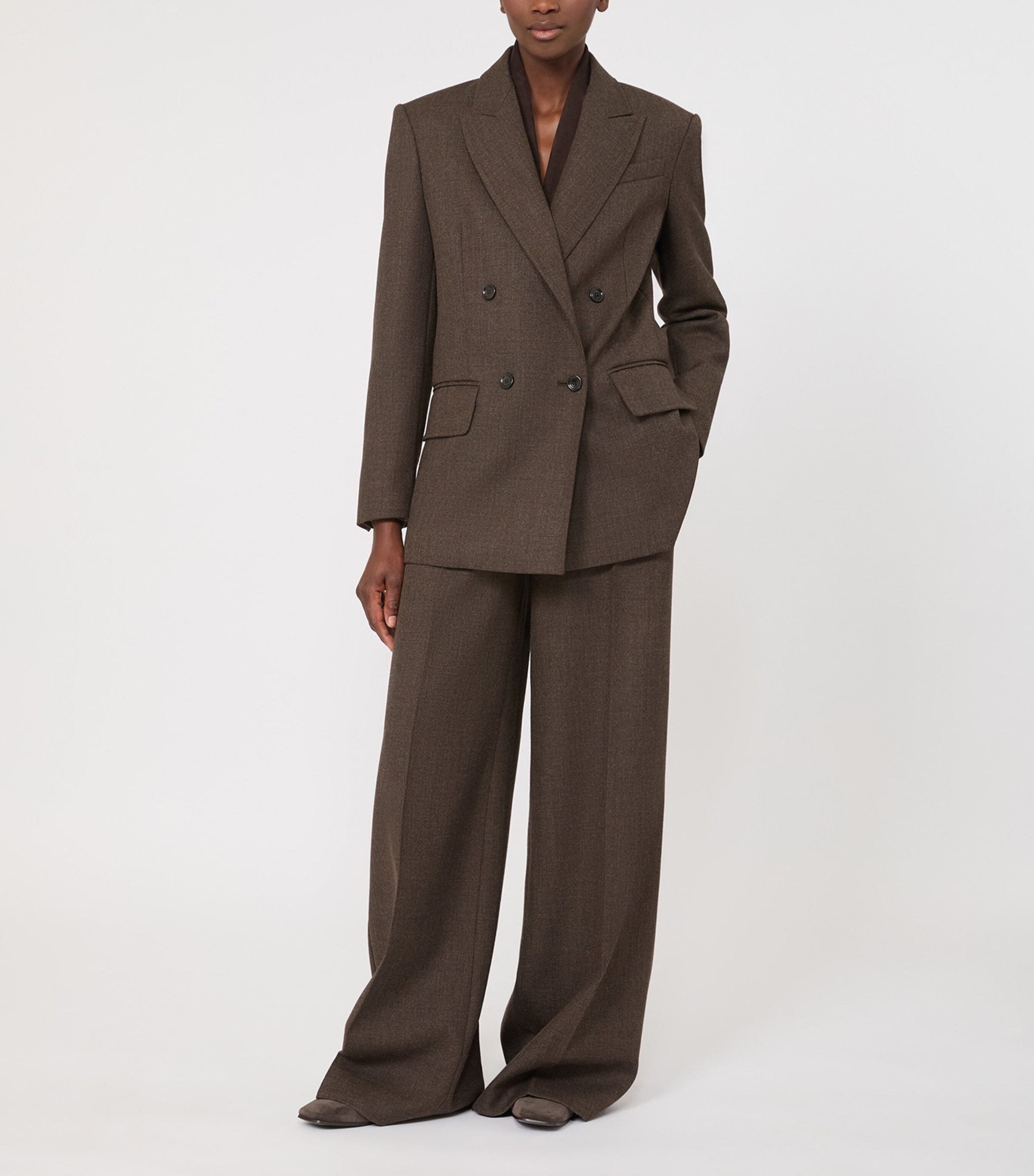 Max Mara Womens Suede V-Neck Jacket Mud Image 4