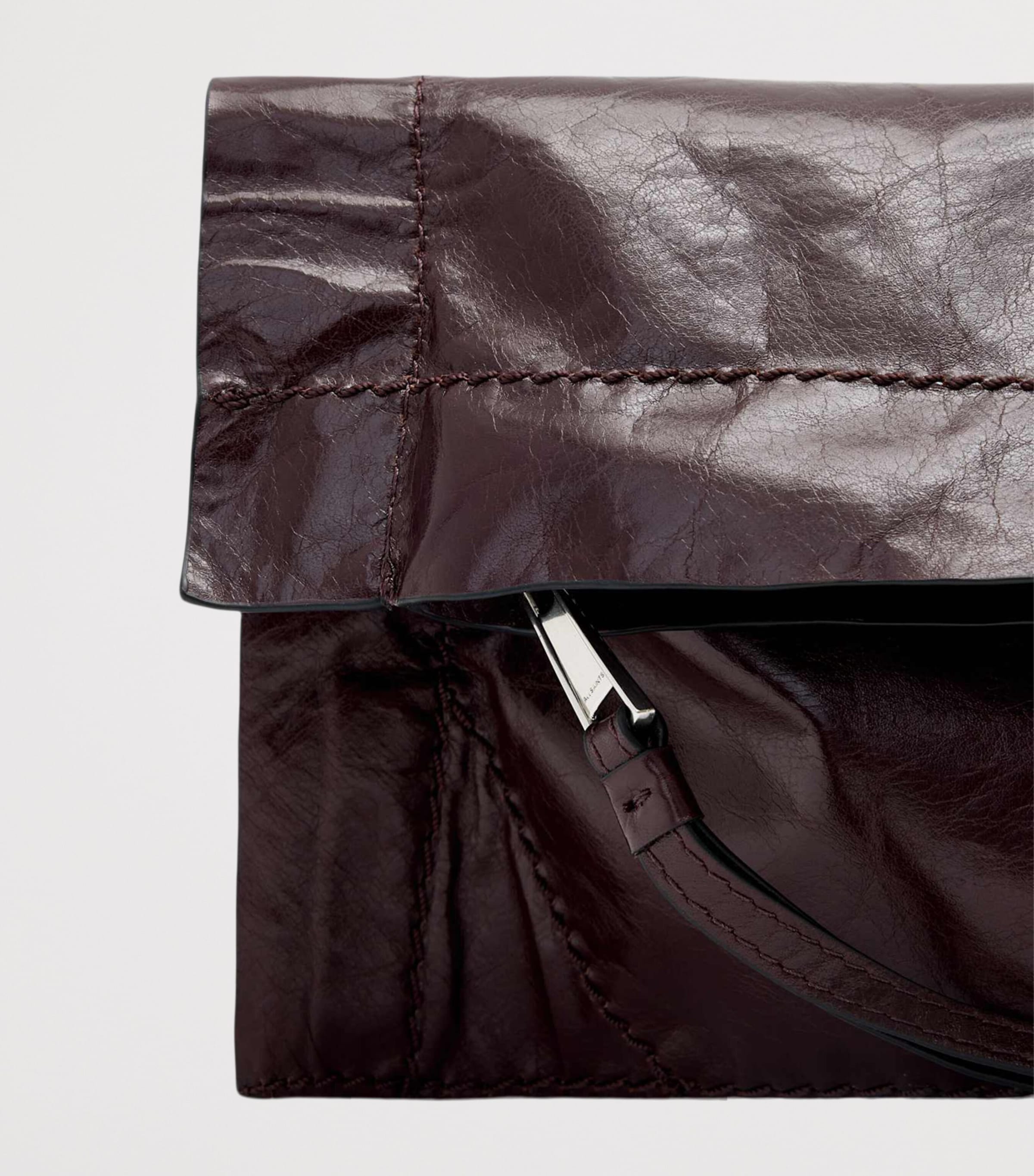 AllSaints Leather Lutece Clutch Bag Burgundy Red Image 2