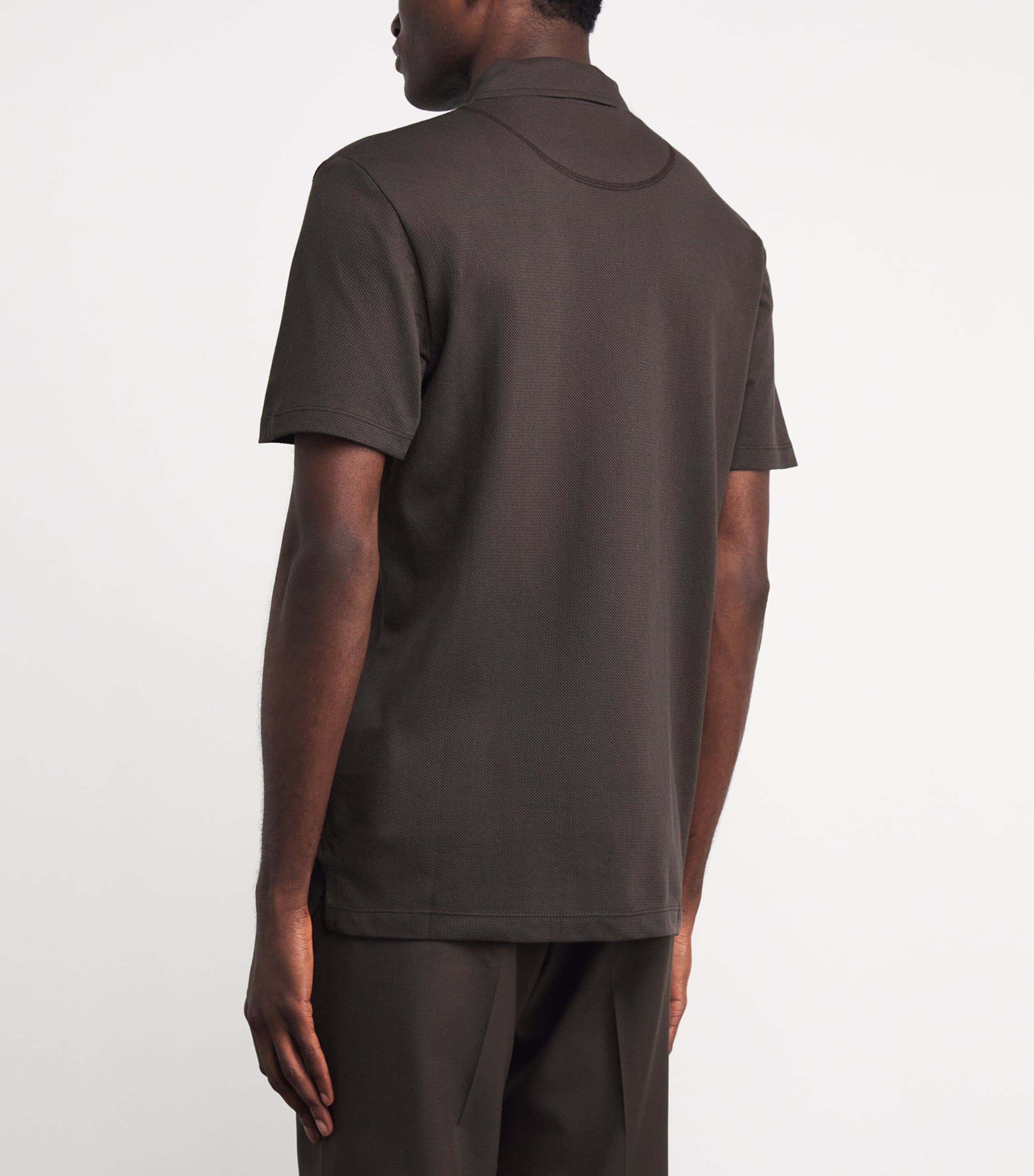 Sunspel Mens Supima Cotton Riviera Polo Shirt Brgs Dark Chocolate Image 5
