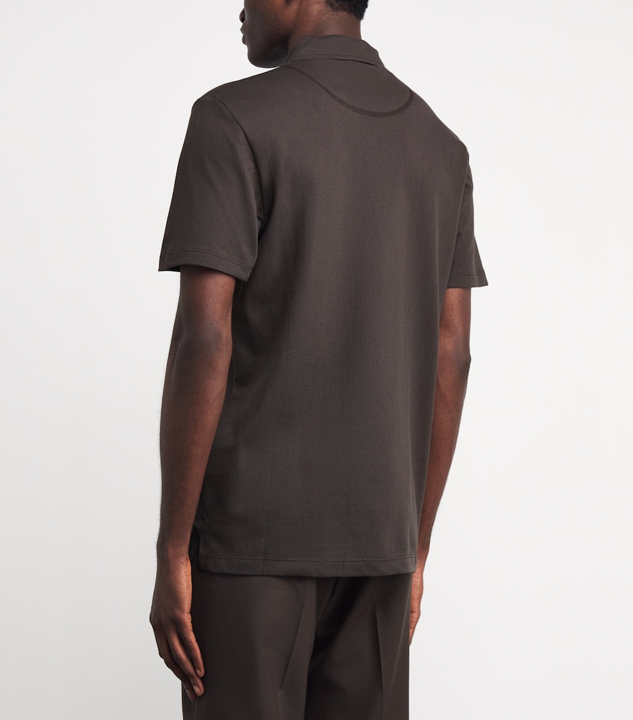 Sunspel Mens Supima Cotton Riviera Polo Shirt Brgs Dark Chocolate Image 5